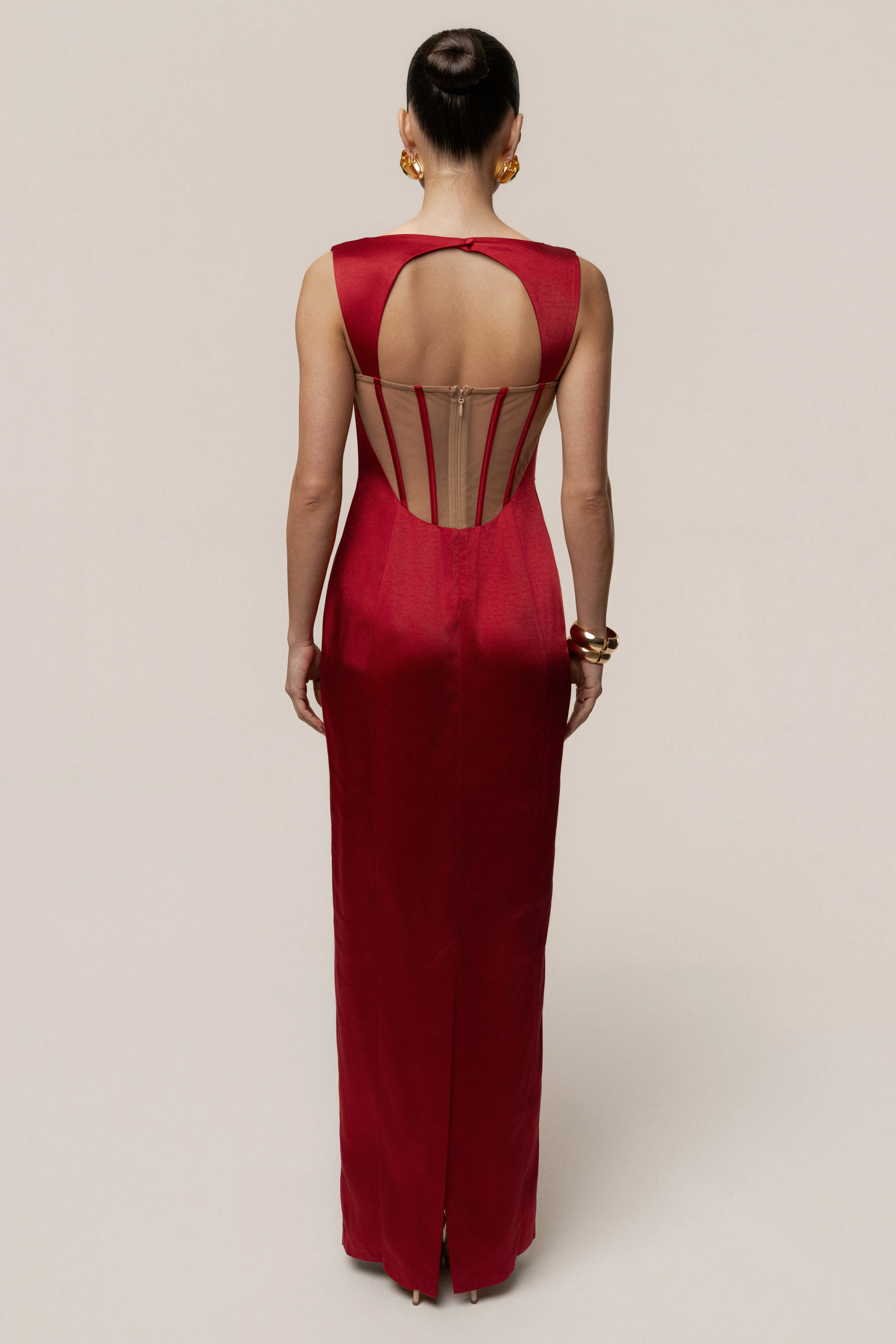 Red Amour Satin Maxi Dress sold by JLUXLABEL product image thumbnail 2