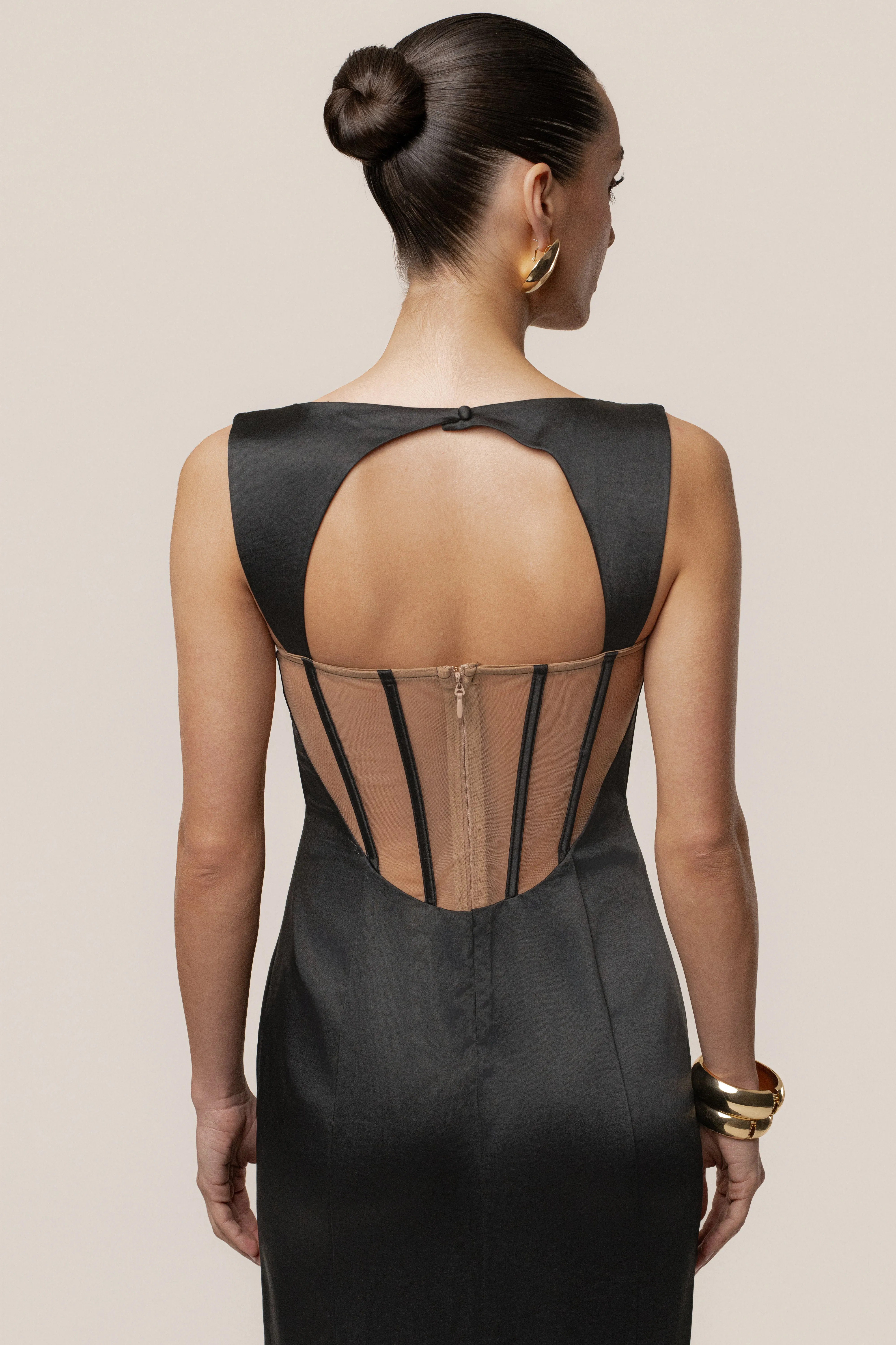 Black Amour Satin Maxi Dress sold by JLUXLABEL product image thumbnail 2