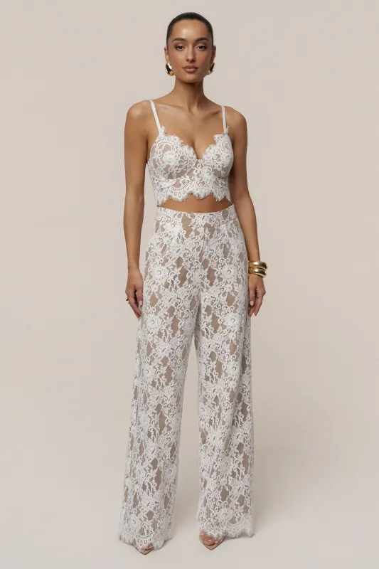 PRE-ORDER White Forever Crush Lace Pant made by JLUXLABEL
