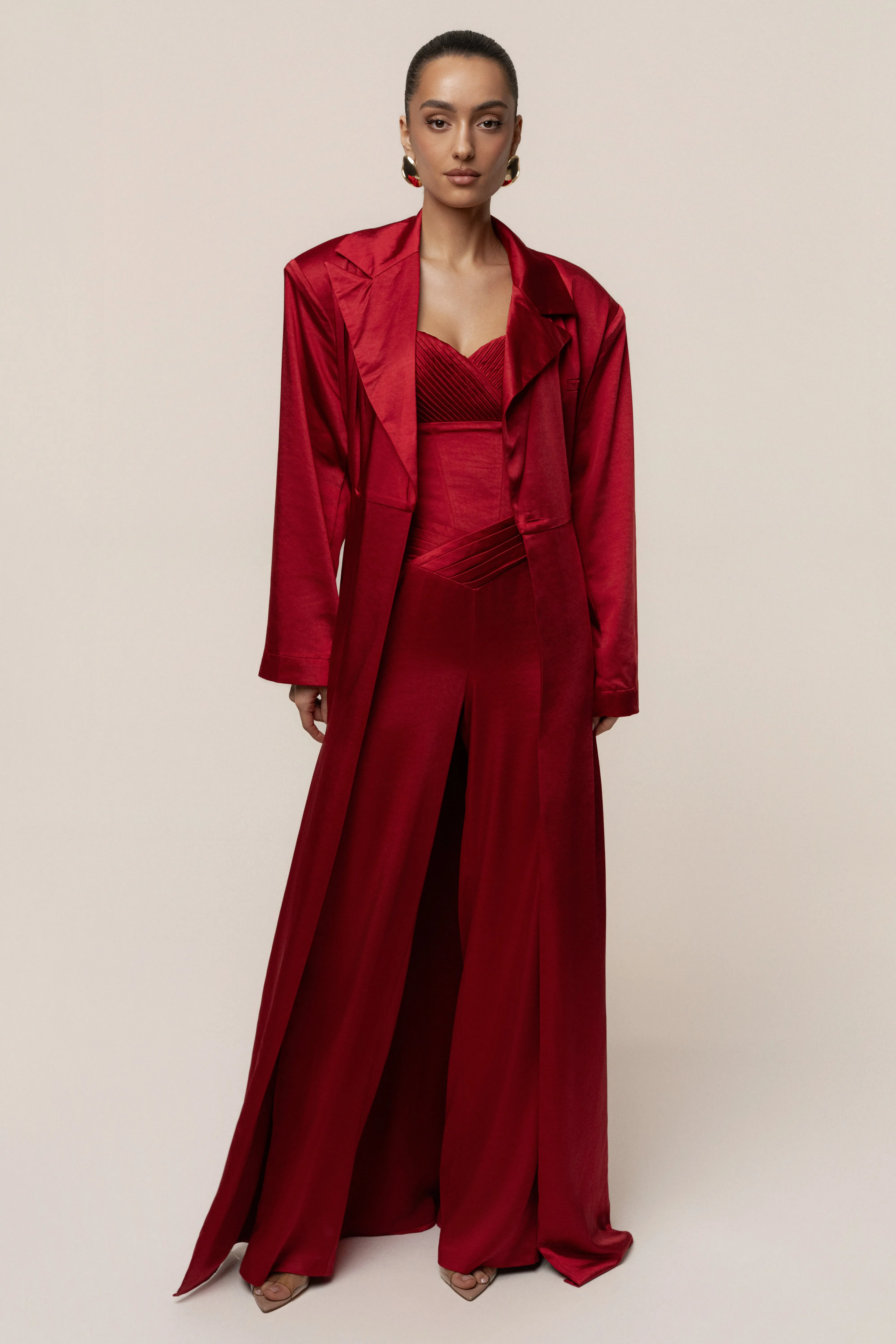 Burgundy Satin Embrace Maxi Dress sold by JLUXLABEL product image thumbnail 4