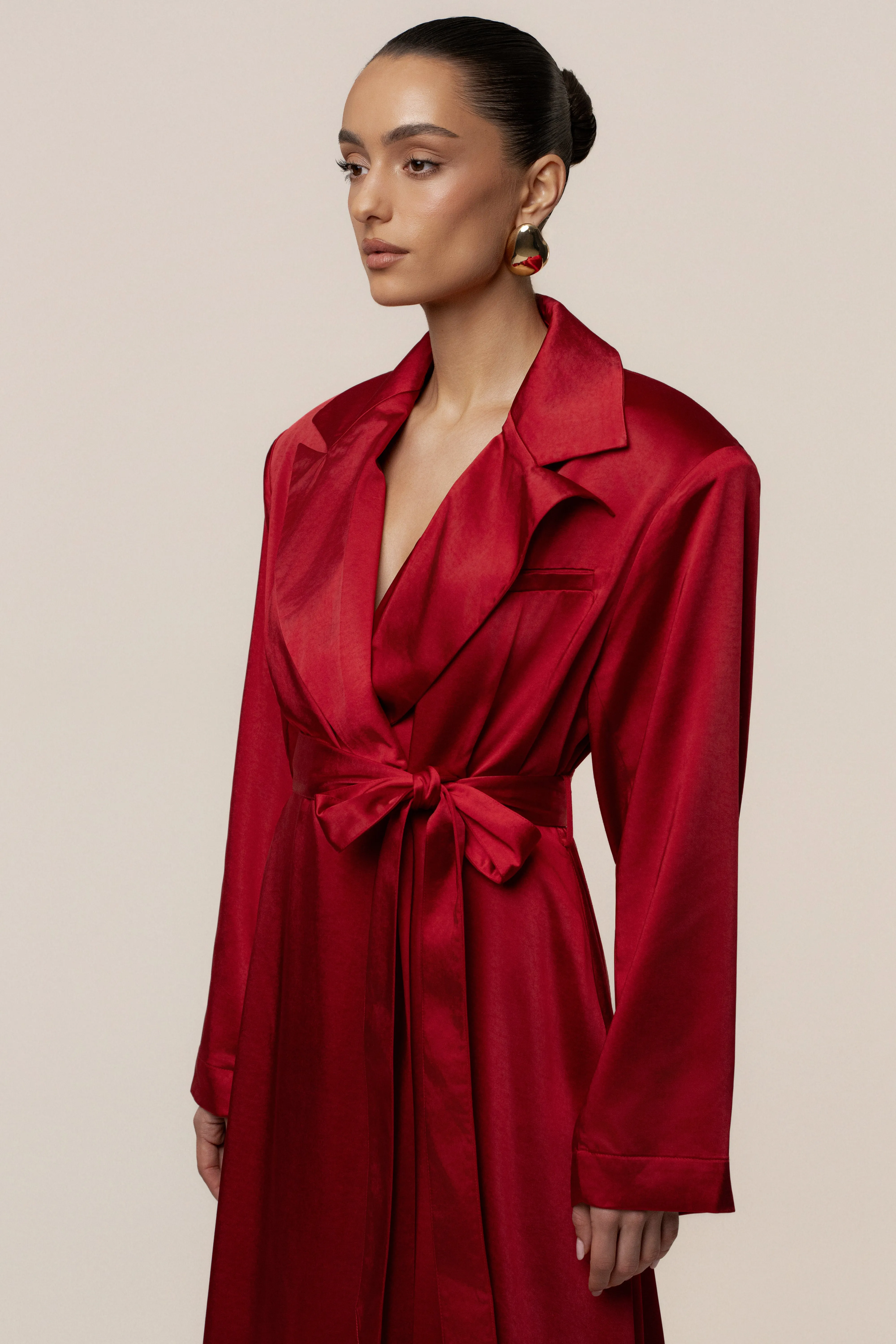 Burgundy Satin Embrace Maxi Dress sold by JLUXLABEL product image thumbnail 5