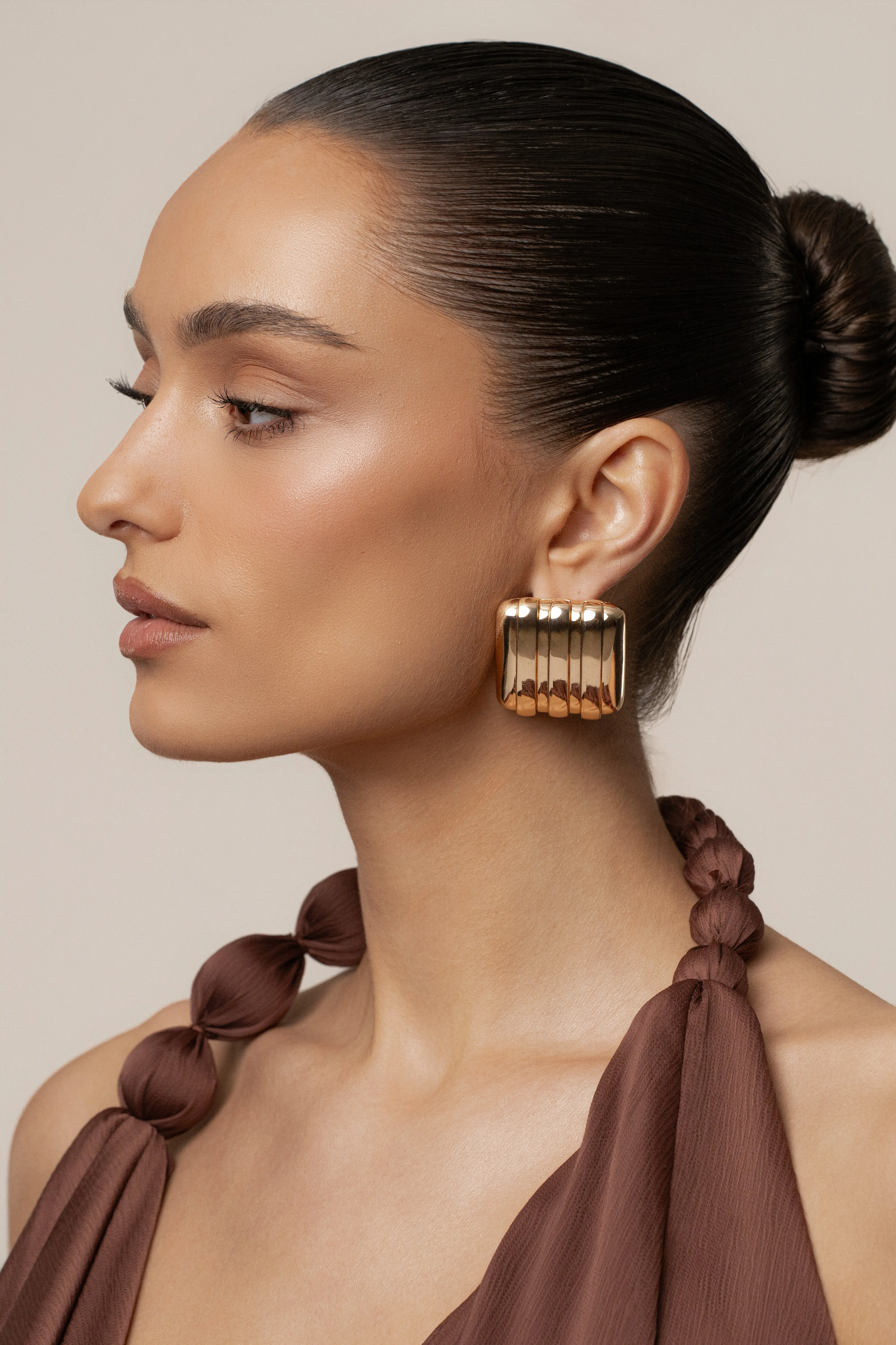 Gold Sara Textured Earrings sold by JLUXLABEL product image thumbnail 4