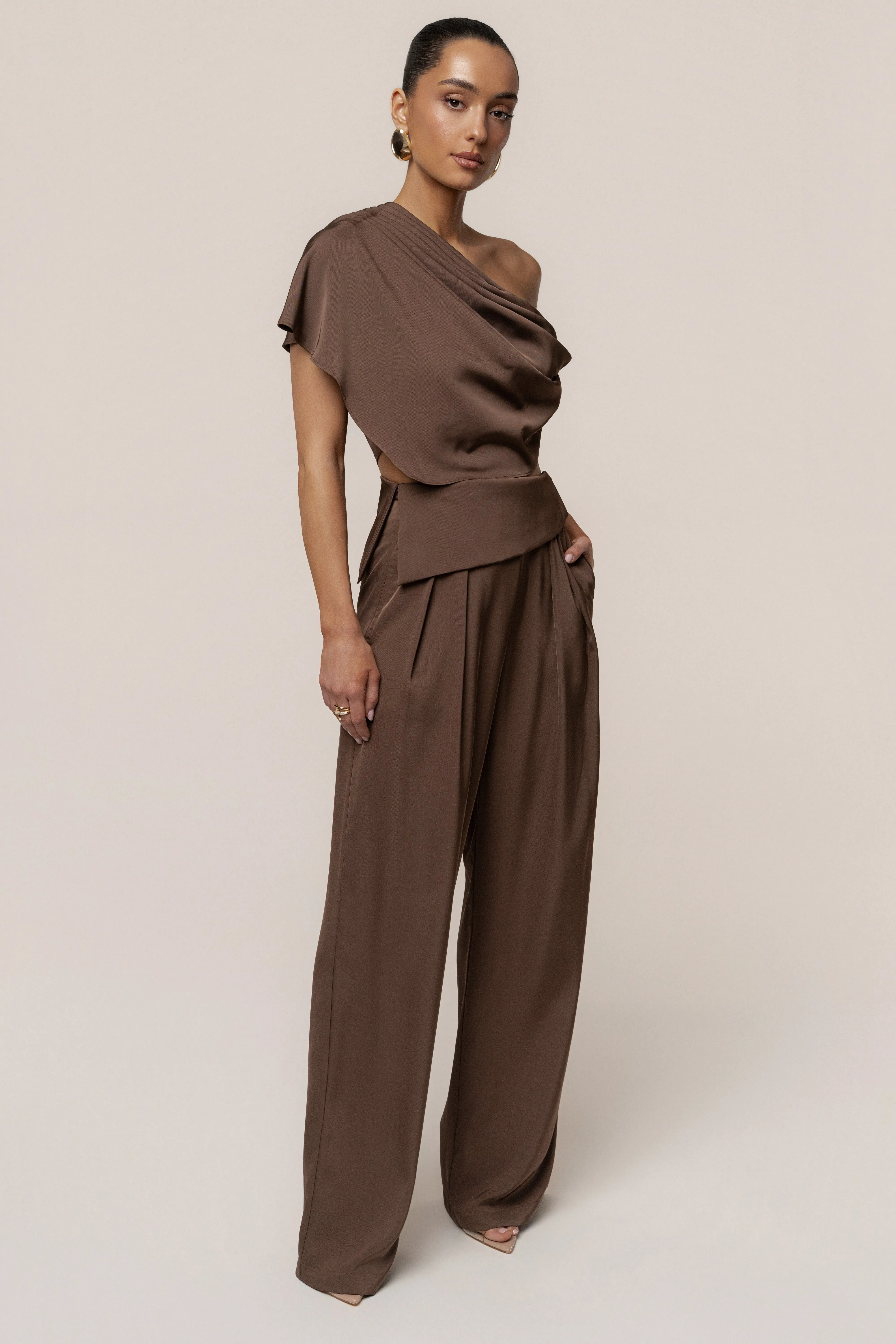 Chocolate Gleam and Glow Satin Top sold by JLUXLABEL product image thumbnail 2