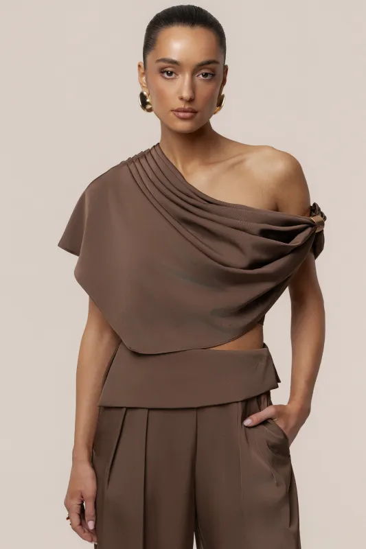 Chocolate Gleam and Glow Satin Top sold by JLUXLABEL