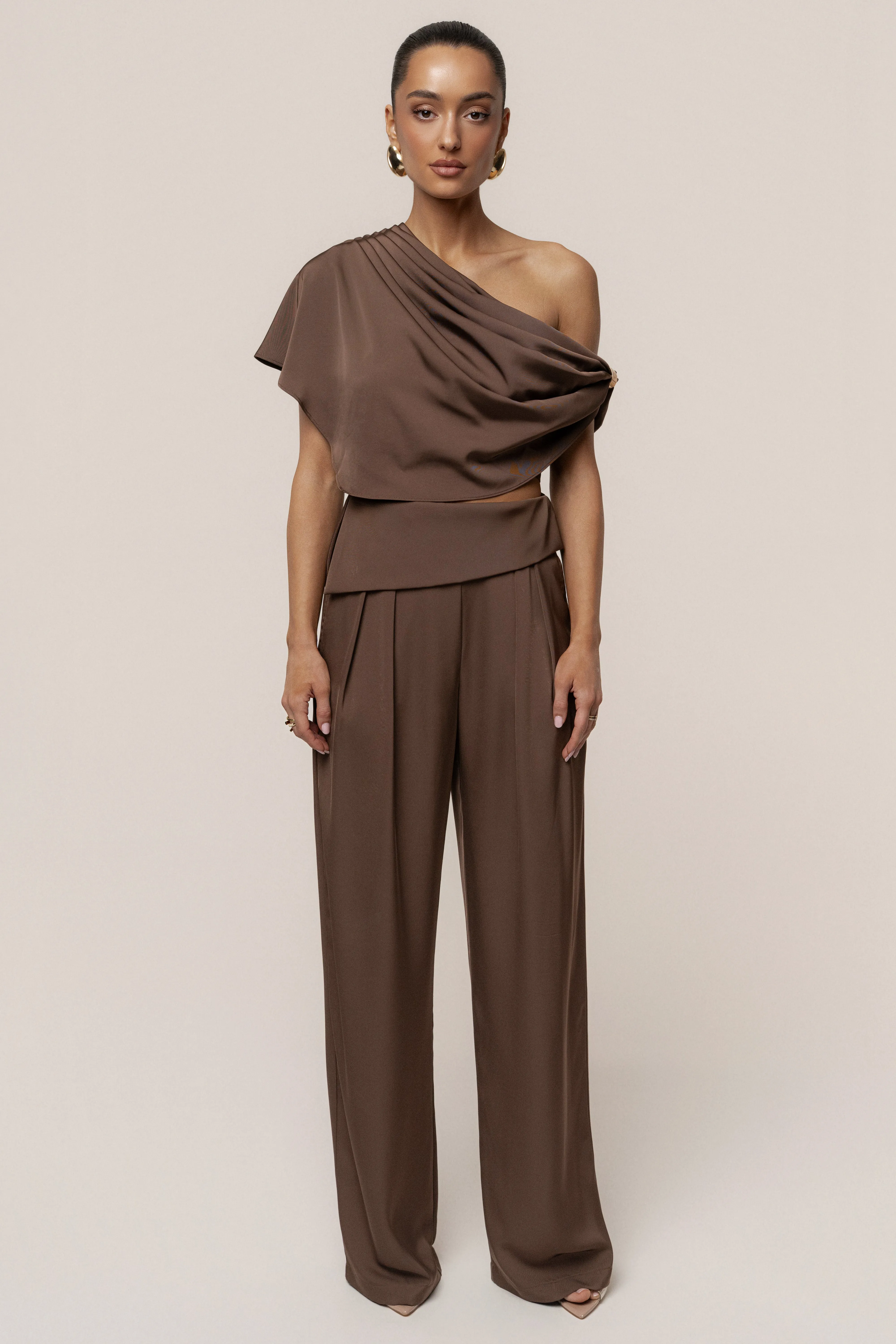Chocolate Gleam and Glow Satin Top sold by JLUXLABEL product image thumbnail 3