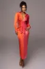 Pink Color Block Satin Midi Dress sold by JLUXLABEL