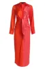 Pink Color Block Satin Midi Dress sold by JLUXLABEL