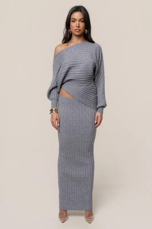 Heather Grey Clarity Ribbed Skirt Set sold by JLUXLABEL