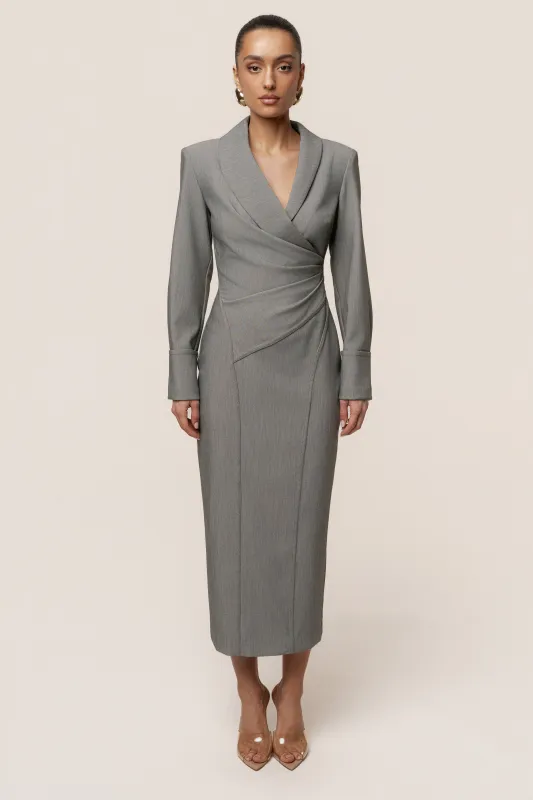 Grey Manifest Blazer Midi Dress sold by JLUXLABEL