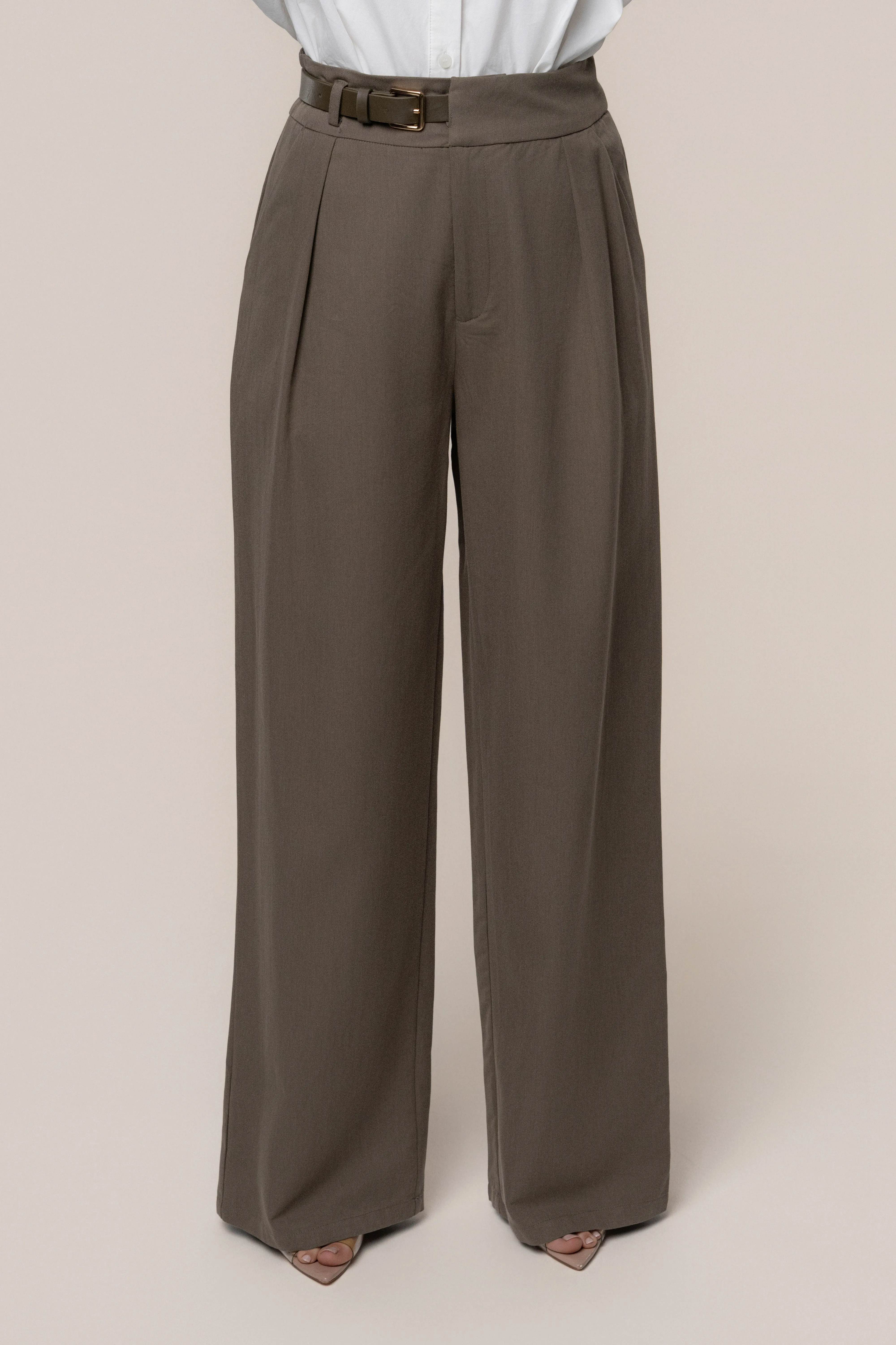 Dark Taupe Everywhere Belted Trousers sold by JLUXLABEL product image thumbnail 2