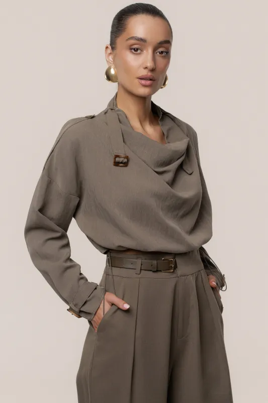 Dark Taupe Wanderlust Crop Top sold by JLUXLABEL