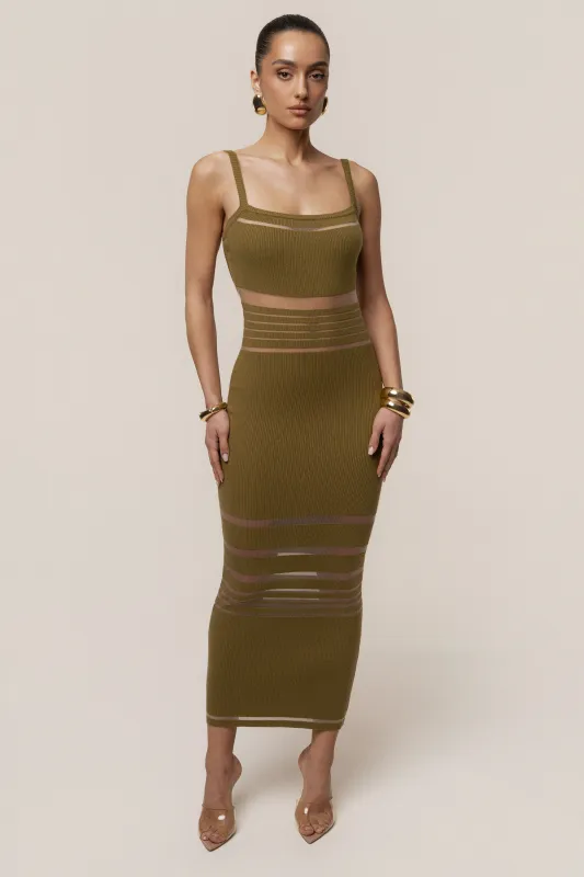 Moss Striped Rib Knit Dress made by JLUXLABEL