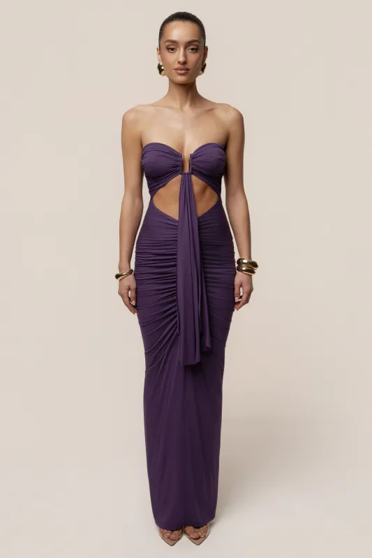 Purple Atlantis Drape Maxi Dress sold by JLUXLABEL