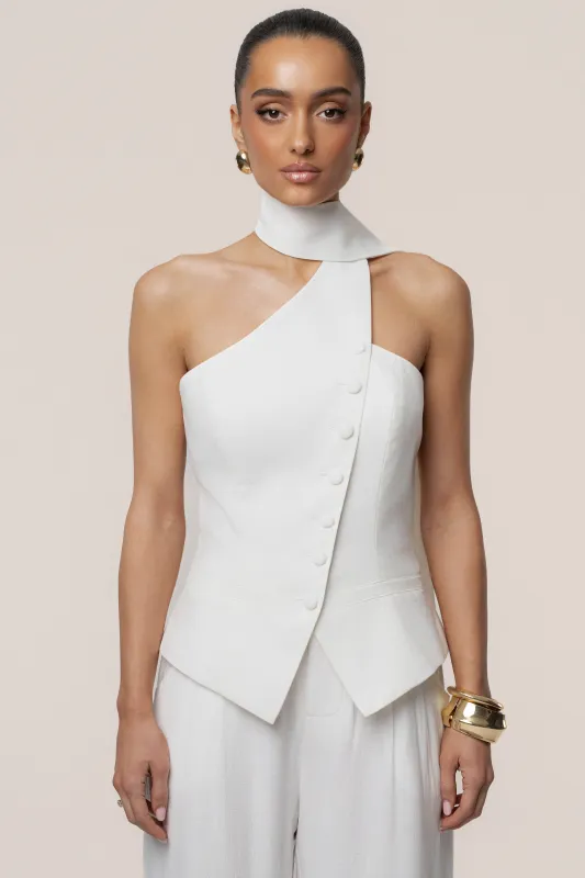 Ivory Asymmetric Scarf Top made by JLUXLABEL