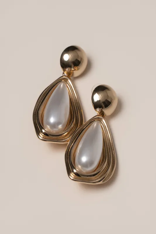 Gold Aris Pearl Earrings sold by JLUXLABEL