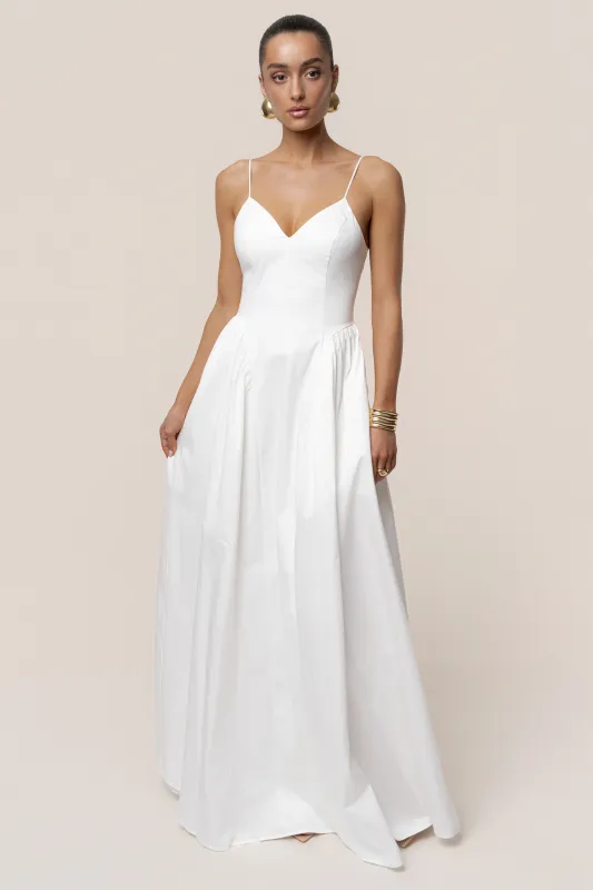 White Sculpted Grace Maxi Dress made by JLUXLABEL
