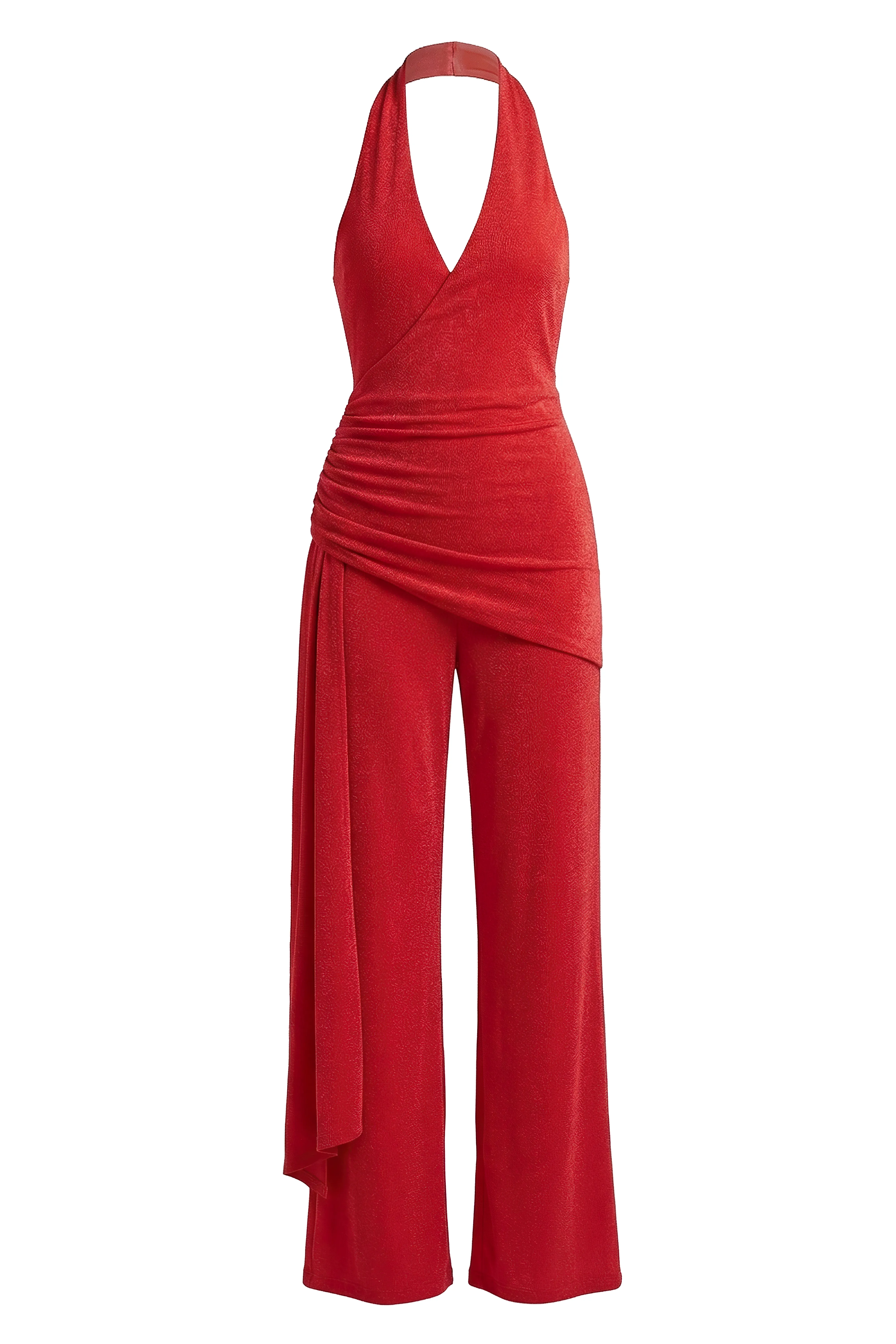Red Rustic Charm Halter Jumpsuit sold by JLUXLABEL product image thumbnail 2