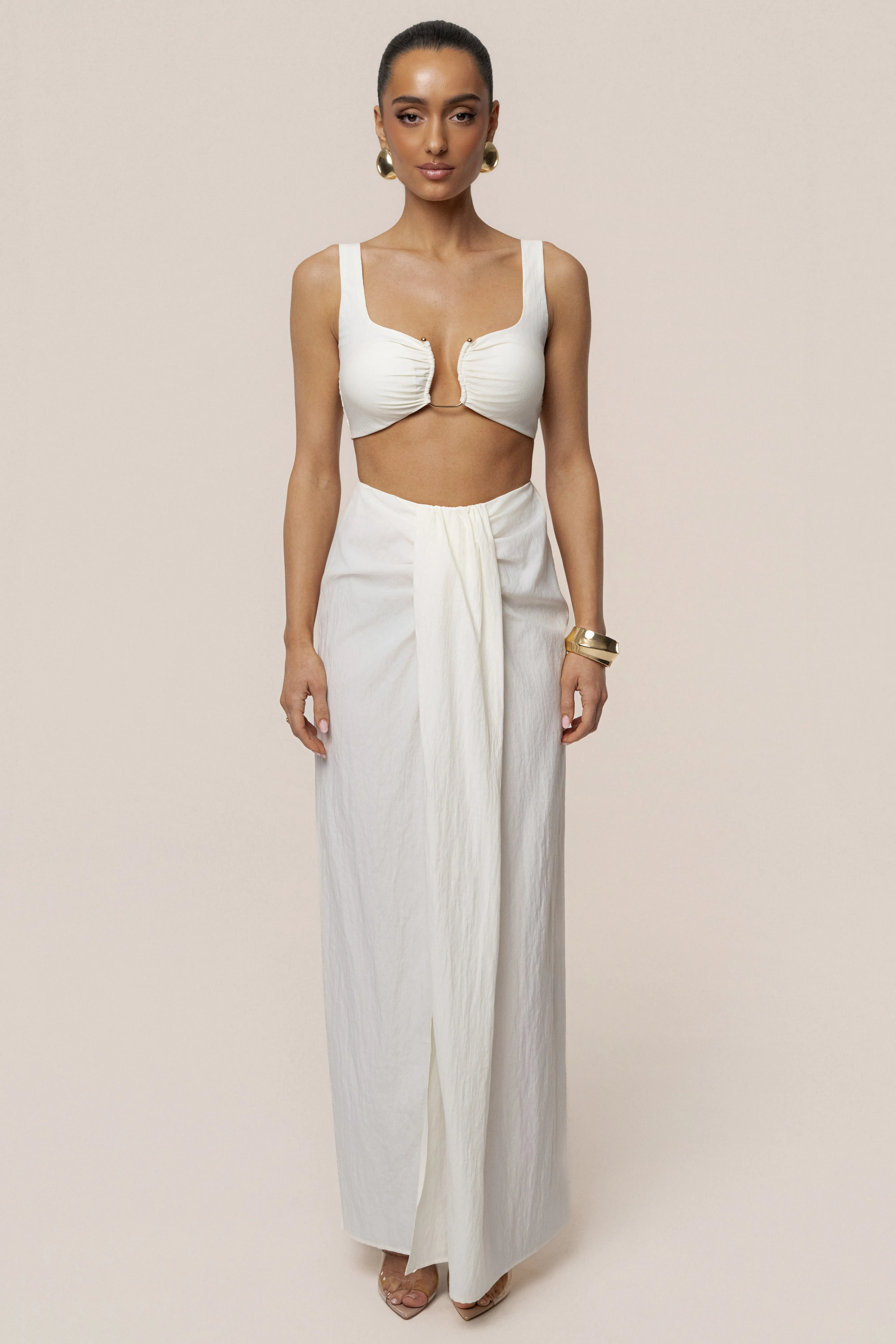 Ivory Flowing Elegance Maxi Skirt sold by JLUXLABEL product image thumbnail 5