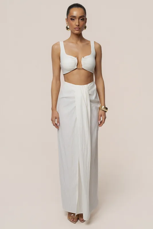 Ivory Flowing Elegance Maxi Skirt made by JLUXLABEL