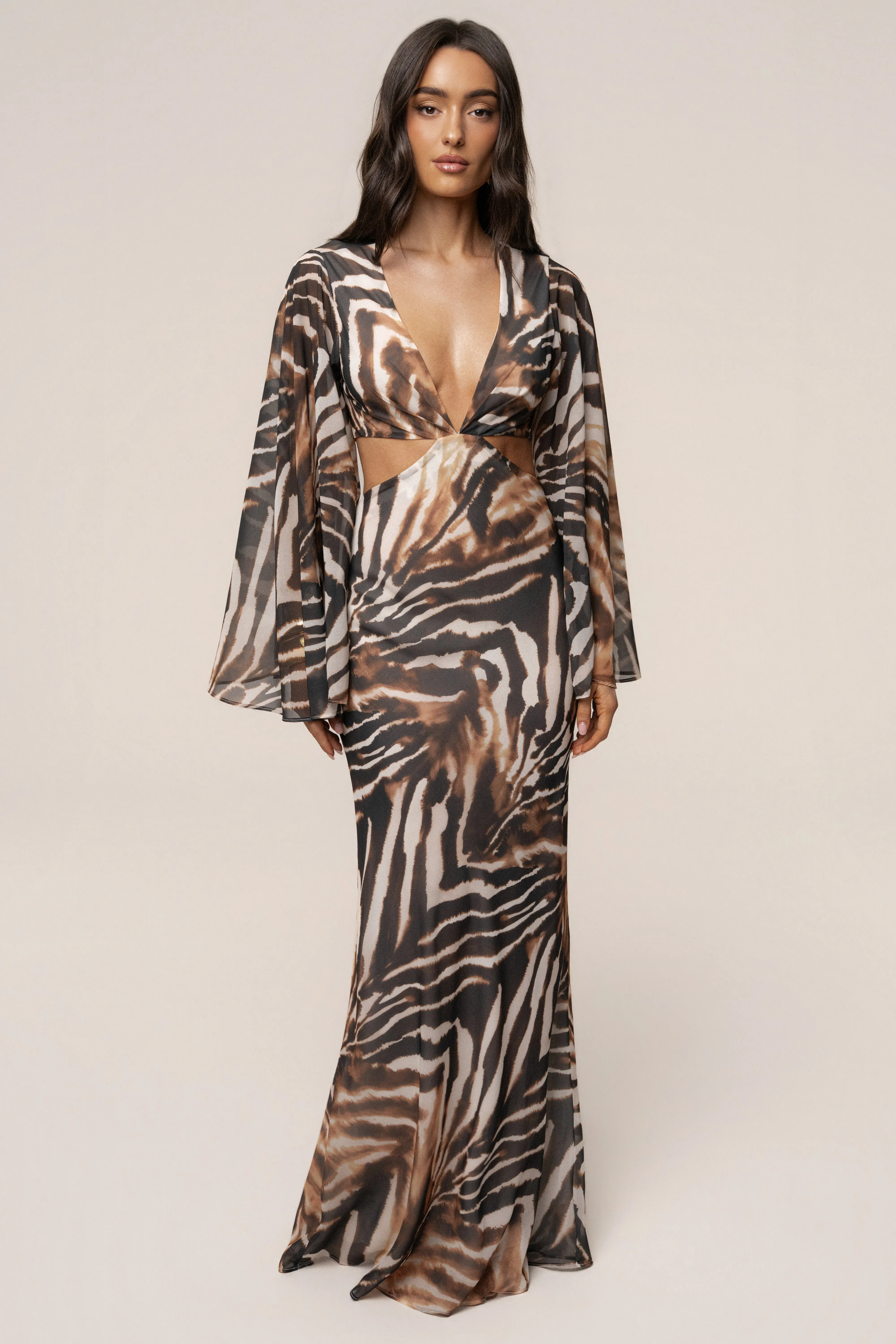 Brown Zebra Instincts Print Maxi Dress sold by JLUXLABEL product image thumbnail 4