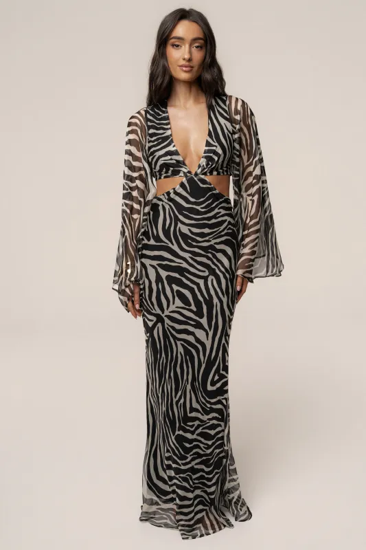 Black Zebra Instincts Print Maxi Dress made by JLUXLABEL