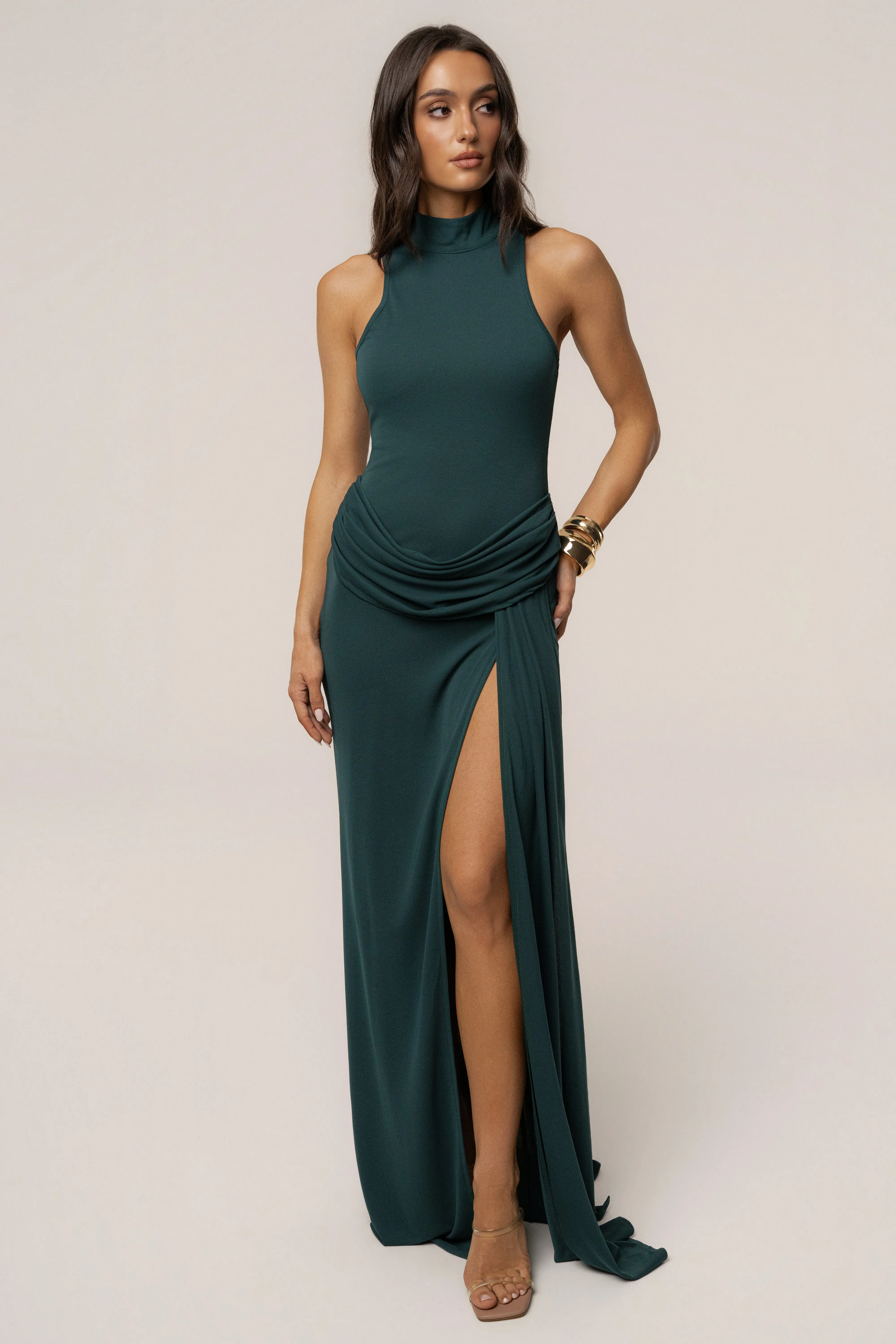 Green Dynasty Slit Maxi Dress sold by JLUXLABEL product image thumbnail 3