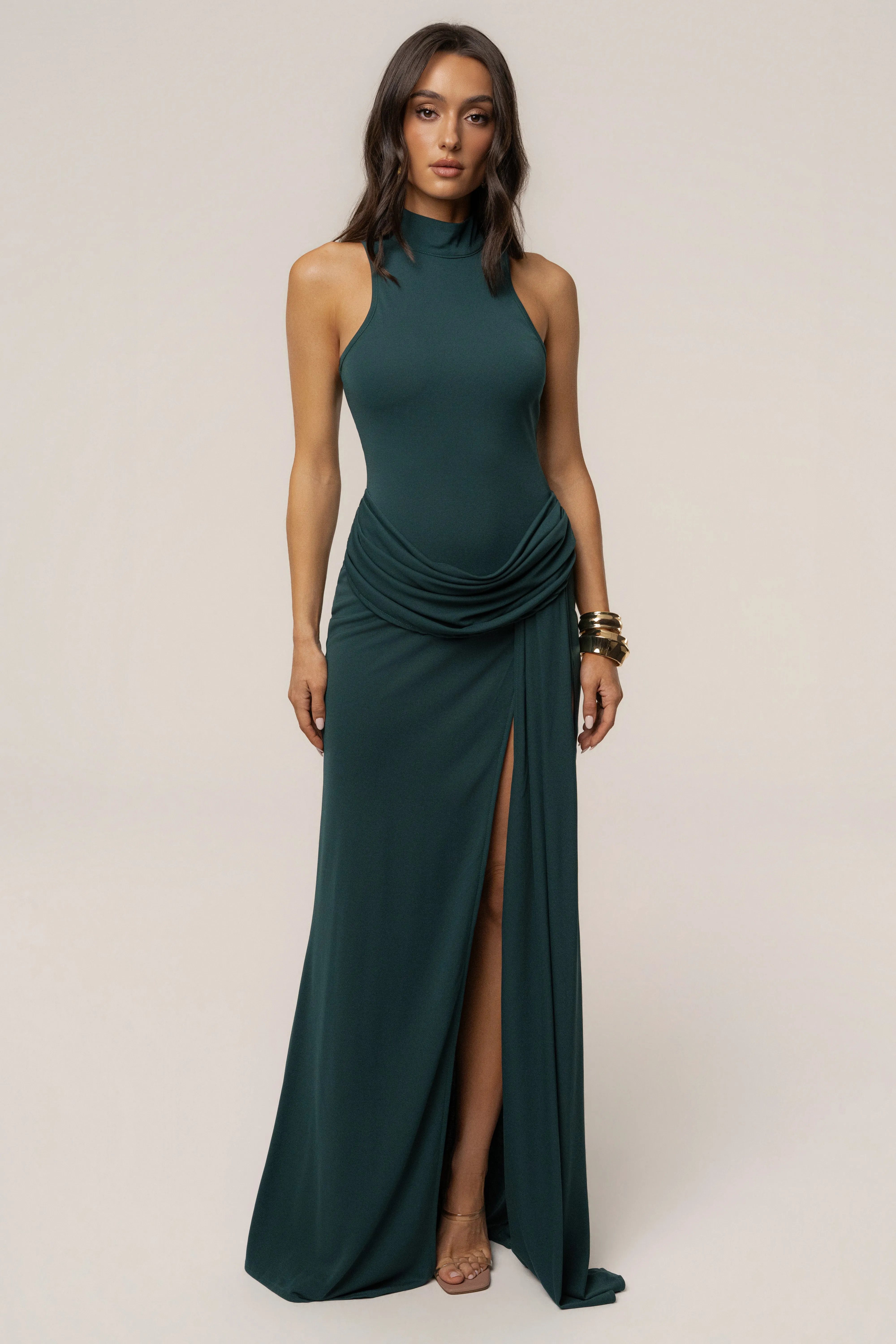 Green Dynasty Slit Maxi Dress sold by JLUXLABEL product image thumbnail 5