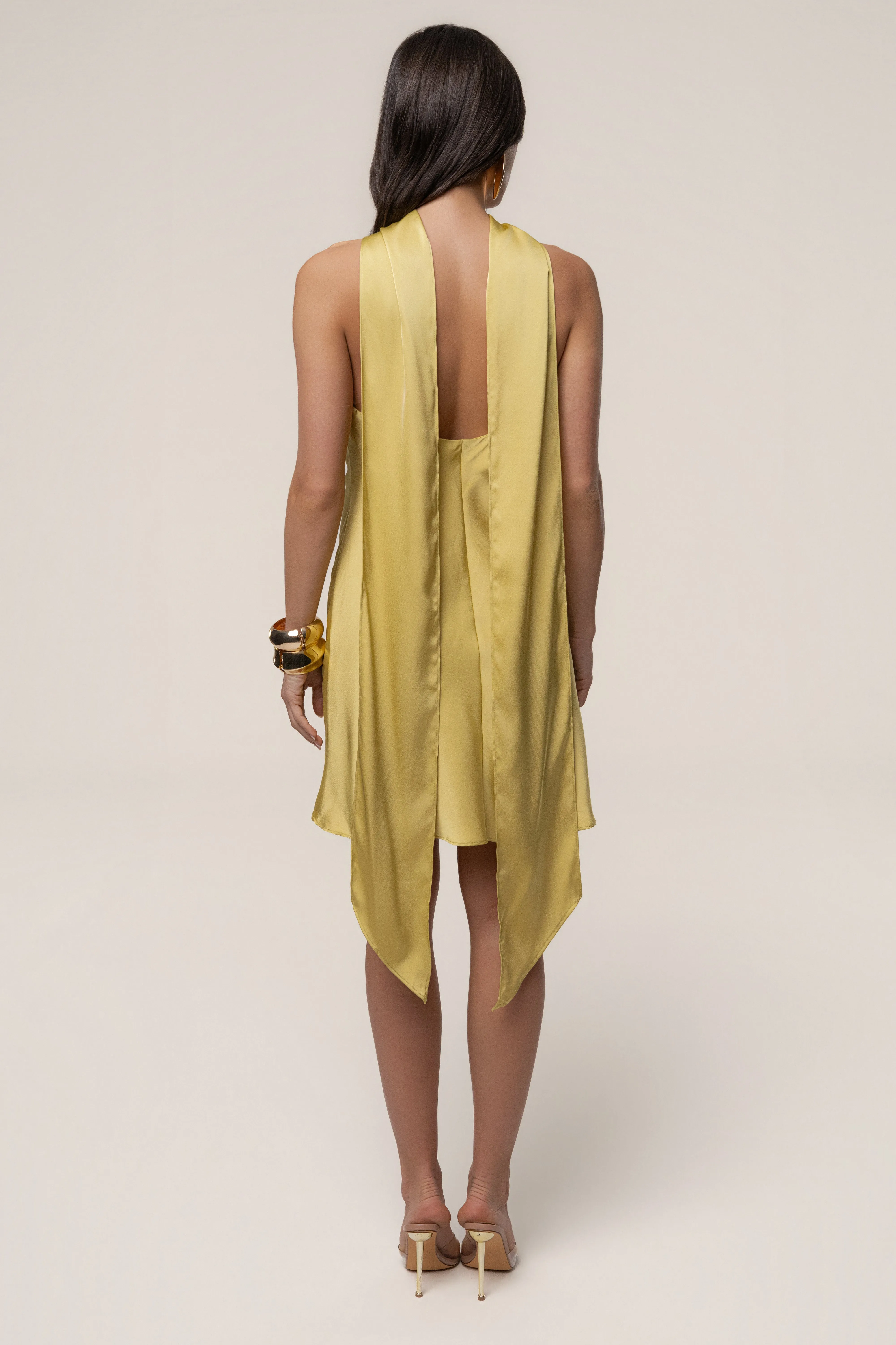 Yellow Jasmine Drape Mini Dress sold by JLUXLABEL product image thumbnail 3
