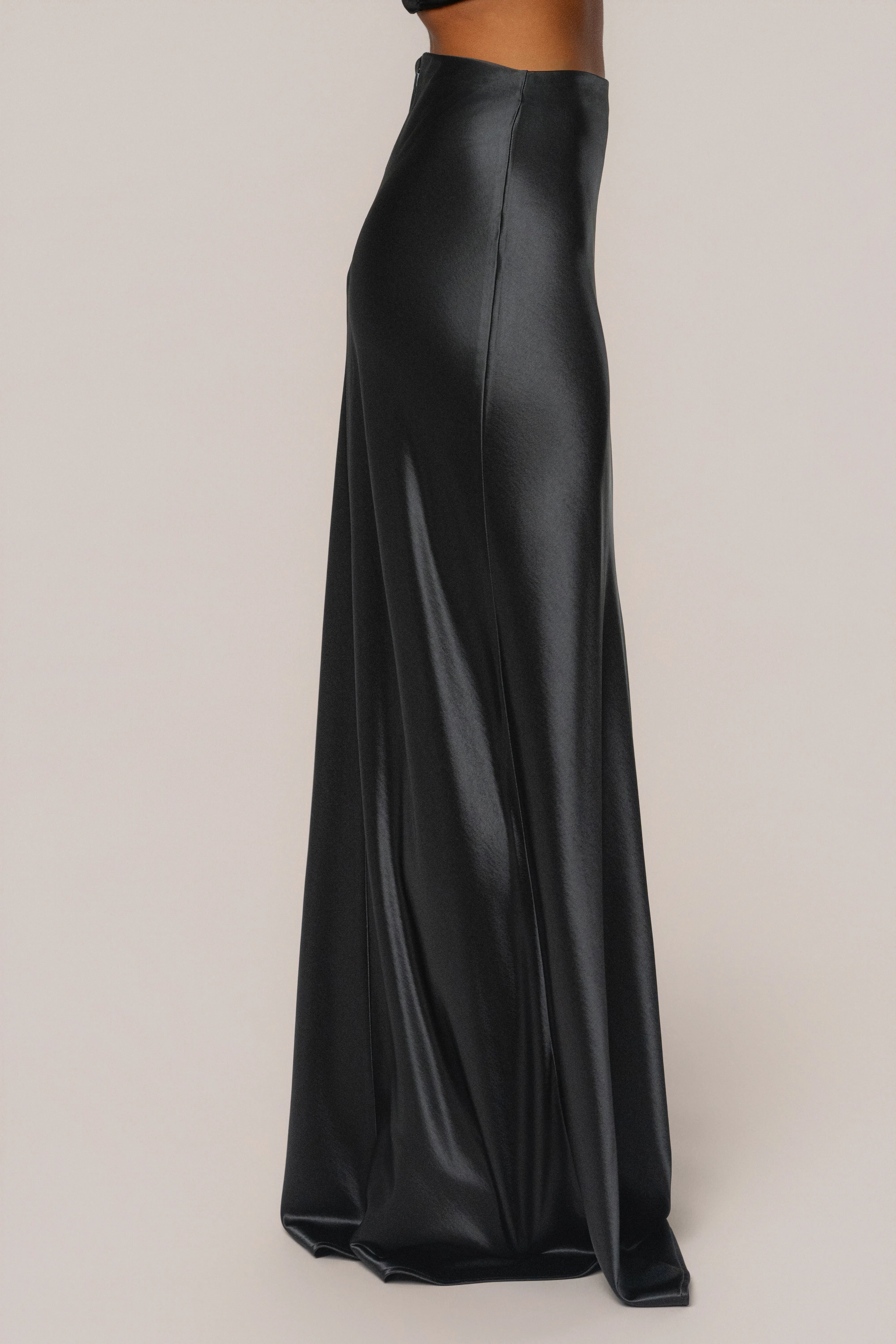 Black Tradition Satin Maxi Skirt sold by JLUXLABEL product image thumbnail 5