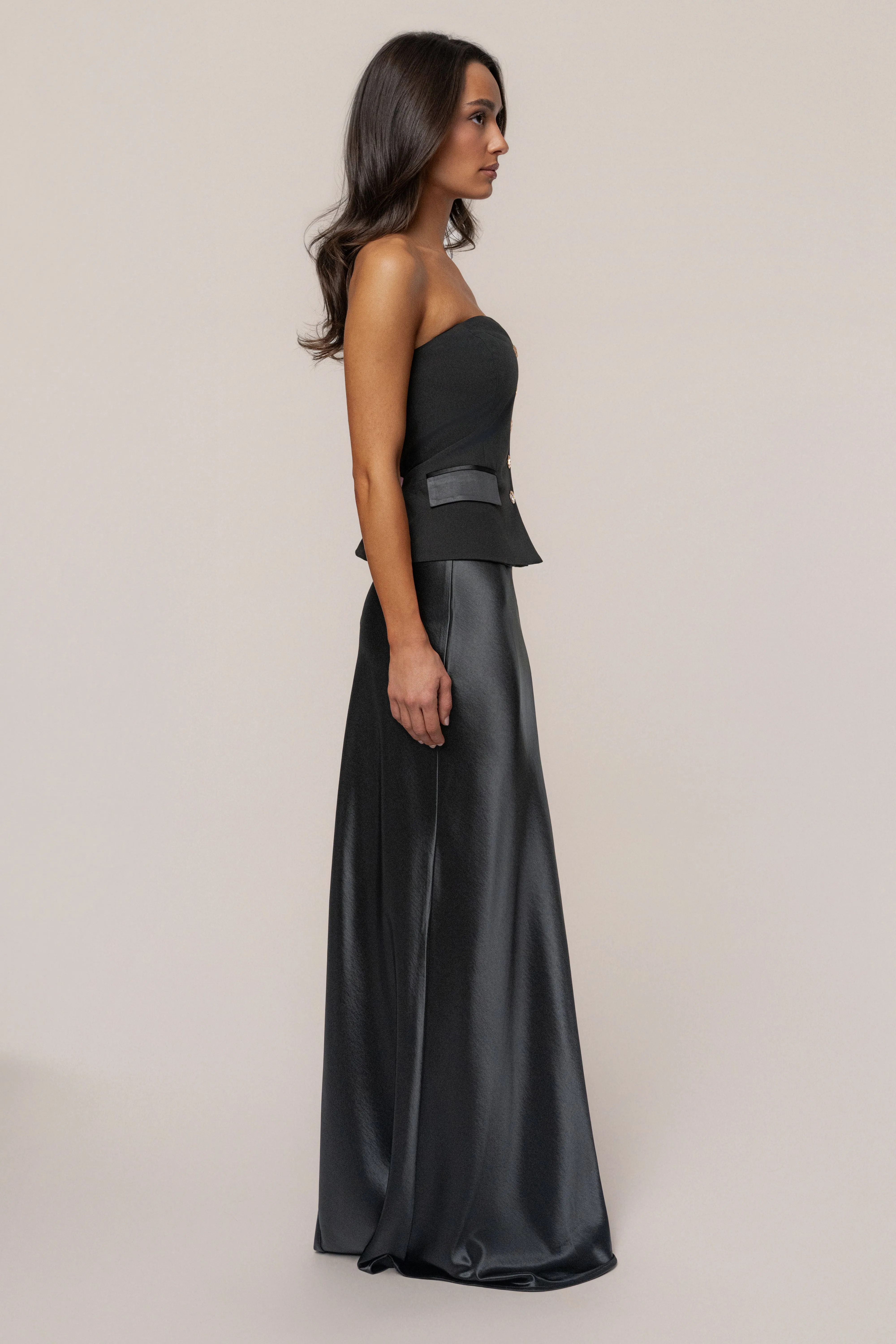 Black Tradition Satin Maxi Skirt sold by JLUXLABEL product image thumbnail 4