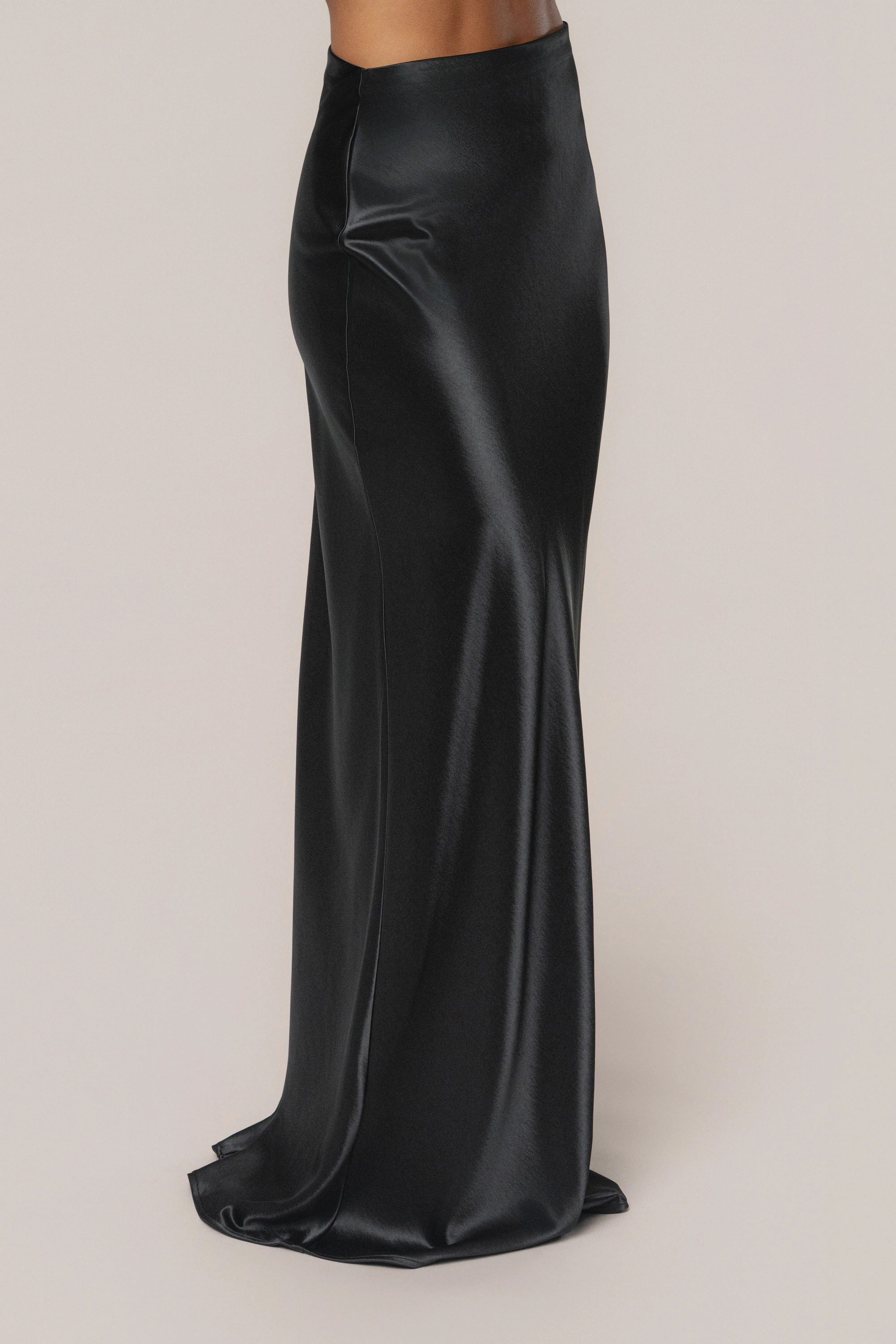 Black Tradition Satin Maxi Skirt sold by JLUXLABEL product image thumbnail 2