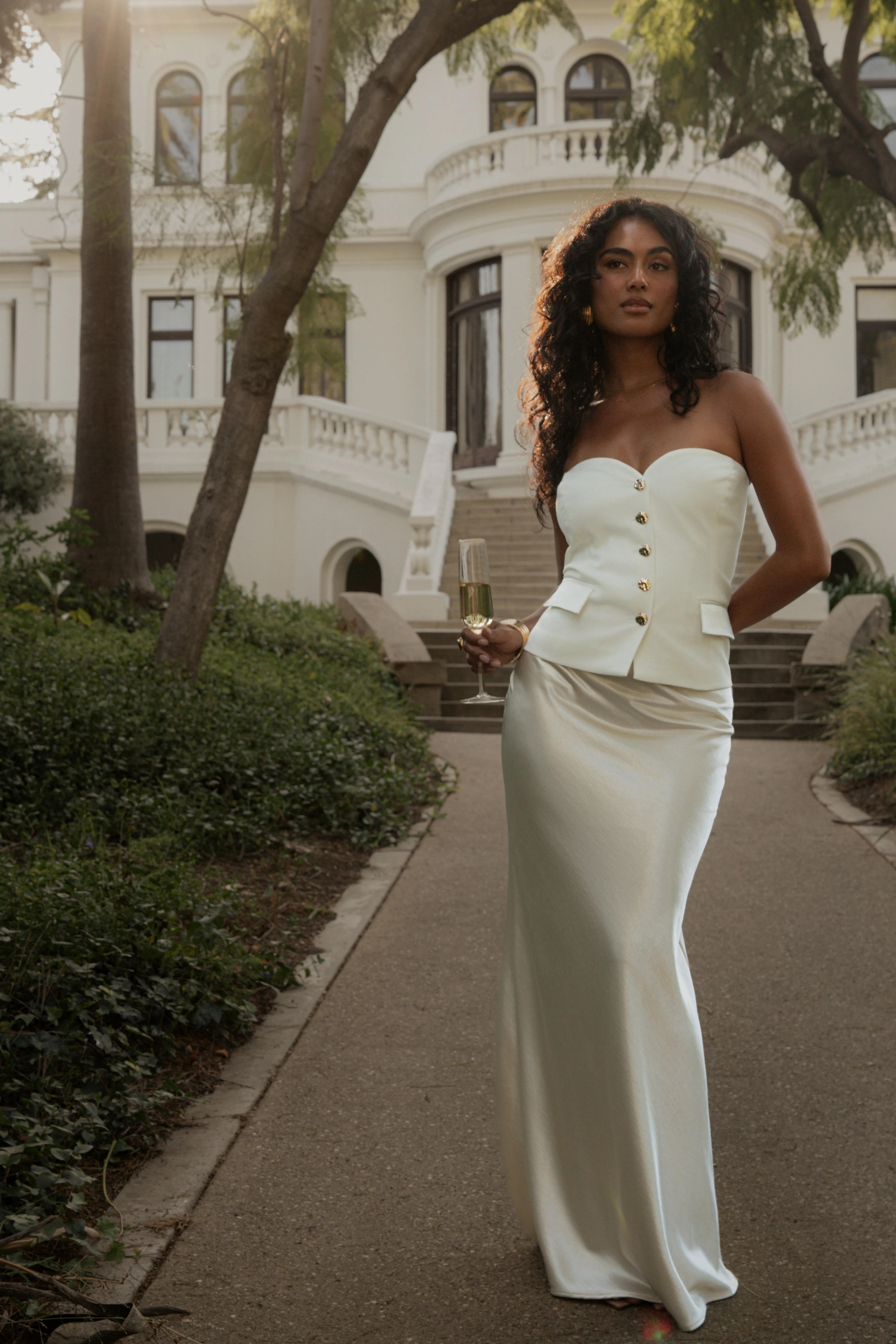 Champagne Tradition Satin Maxi Skirt sold by JLUXLABEL product image thumbnail 3