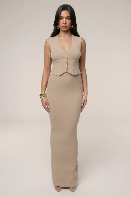 Beige Cassidy Two Piece Skirt Set made by JLUXLABEL