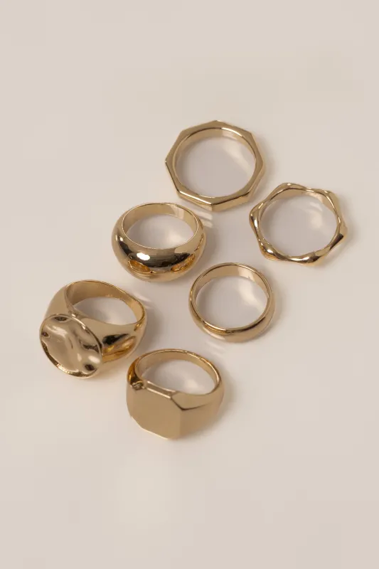 Gold  Alba 6 Ring Set made by JLUXLABEL