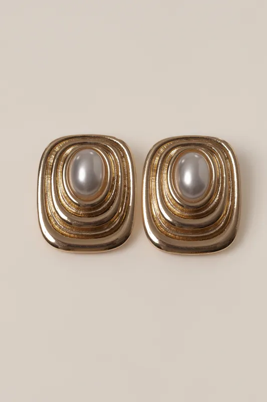 Gold Katalia Pearl Earrings made by JLUXLABEL