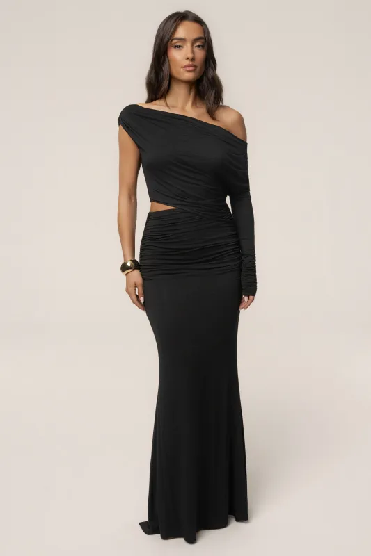 Black Premiere Cutout Maxi Dress made by JLUXLABEL