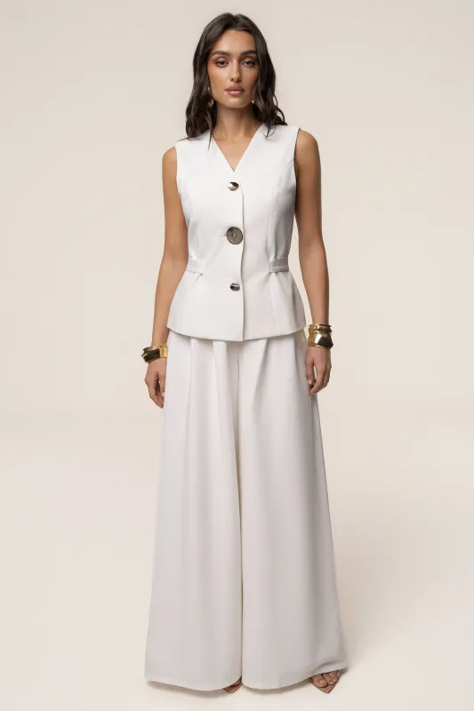 White Costa Tailored Pant Set made by JLUXLABEL