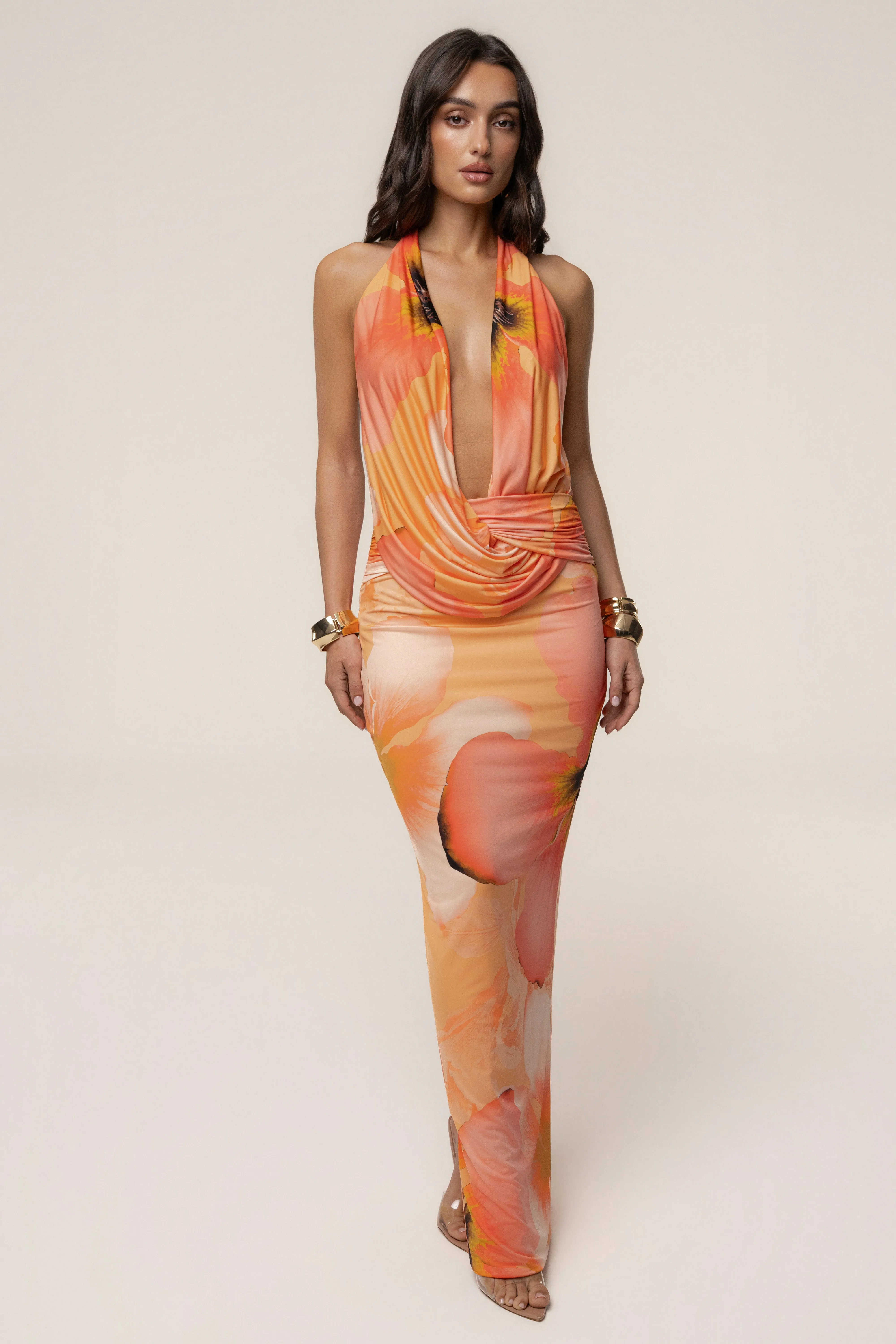 Orange Dawn Draped Maxi Dress sold by JLUXLABEL product image thumbnail 3