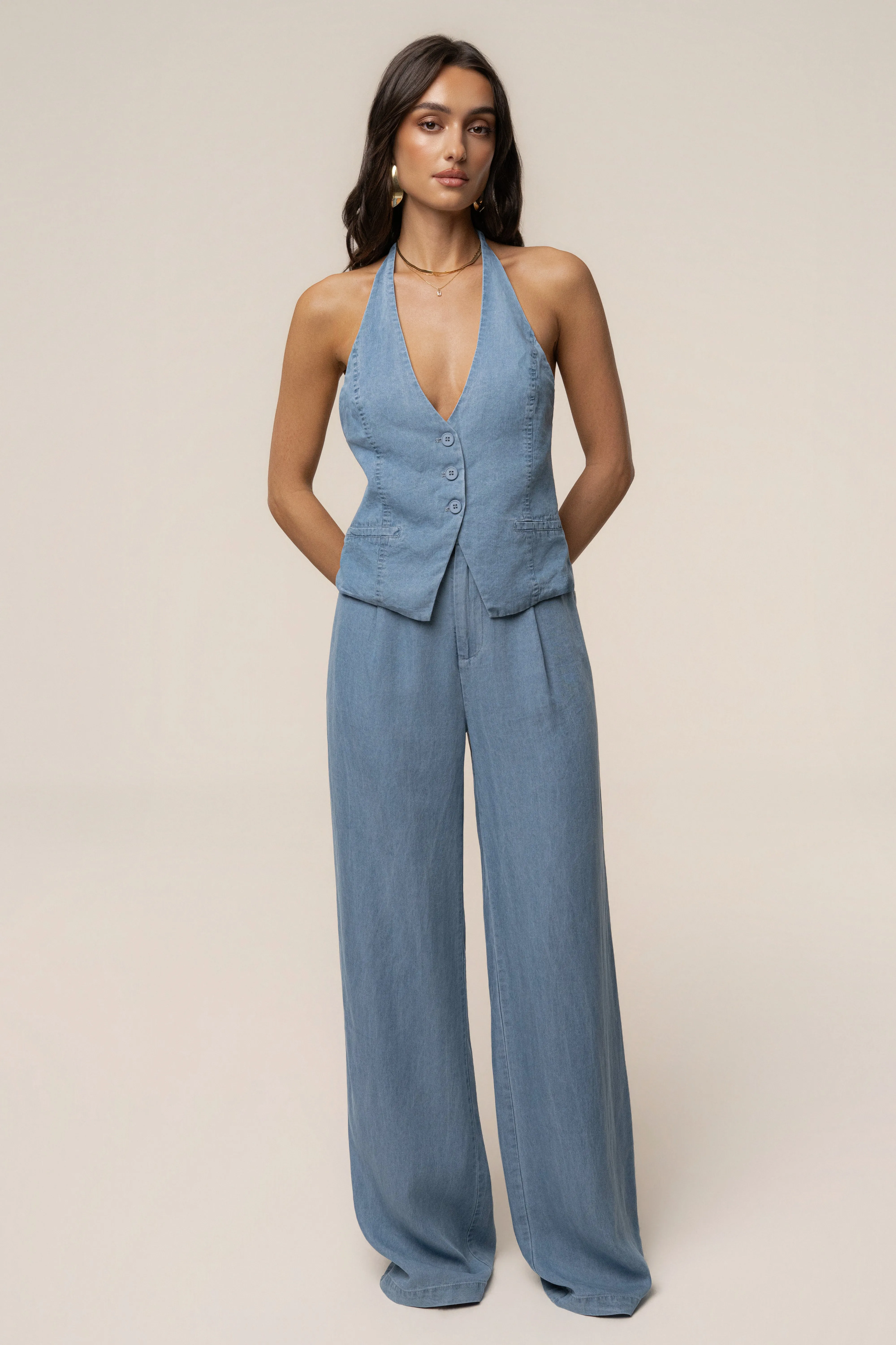 Chambray Downtown Vest Top sold by JLUXLABEL product image thumbnail 5