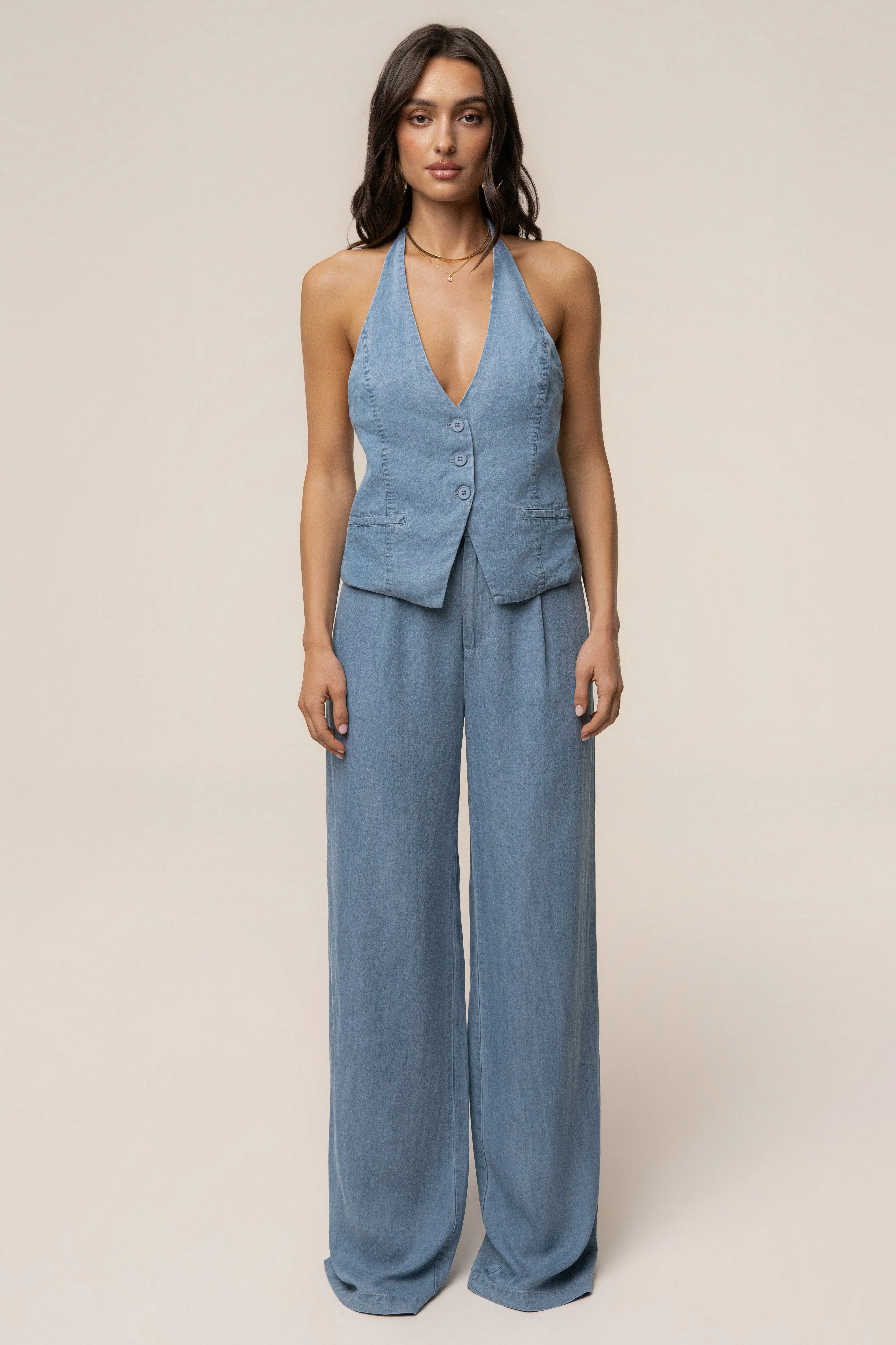 Chambray Downtown Vest Top sold by JLUXLABEL product image thumbnail 4