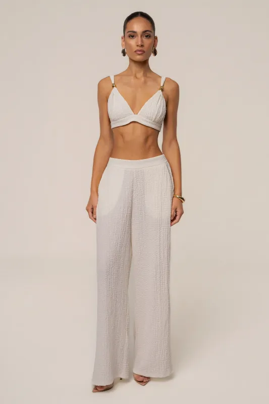 Ivory Unwind Textured Pants made by JLUXLABEL
