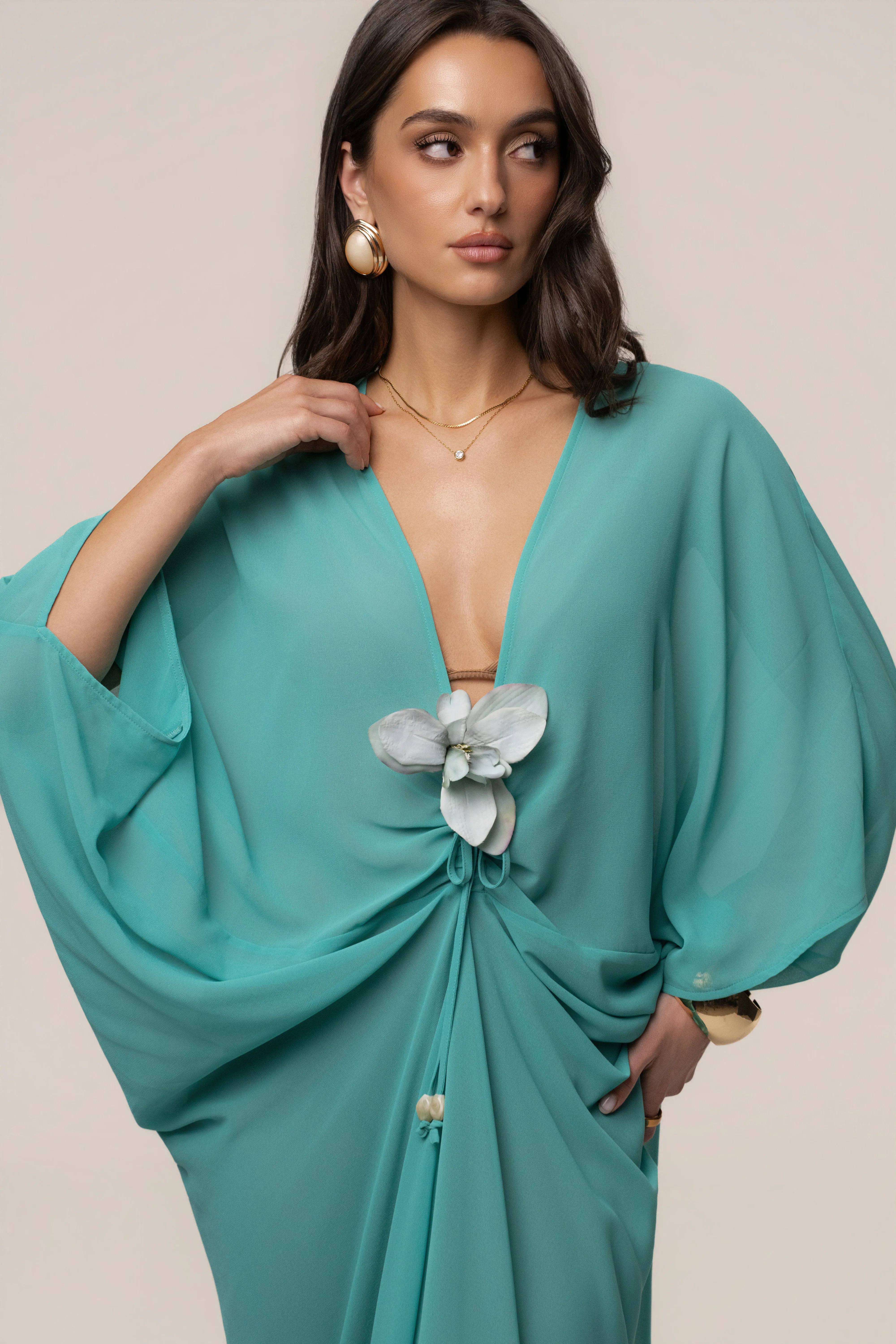 Teal Longer Days Cover Up Dress sold by JLUXLABEL product image thumbnail 4
