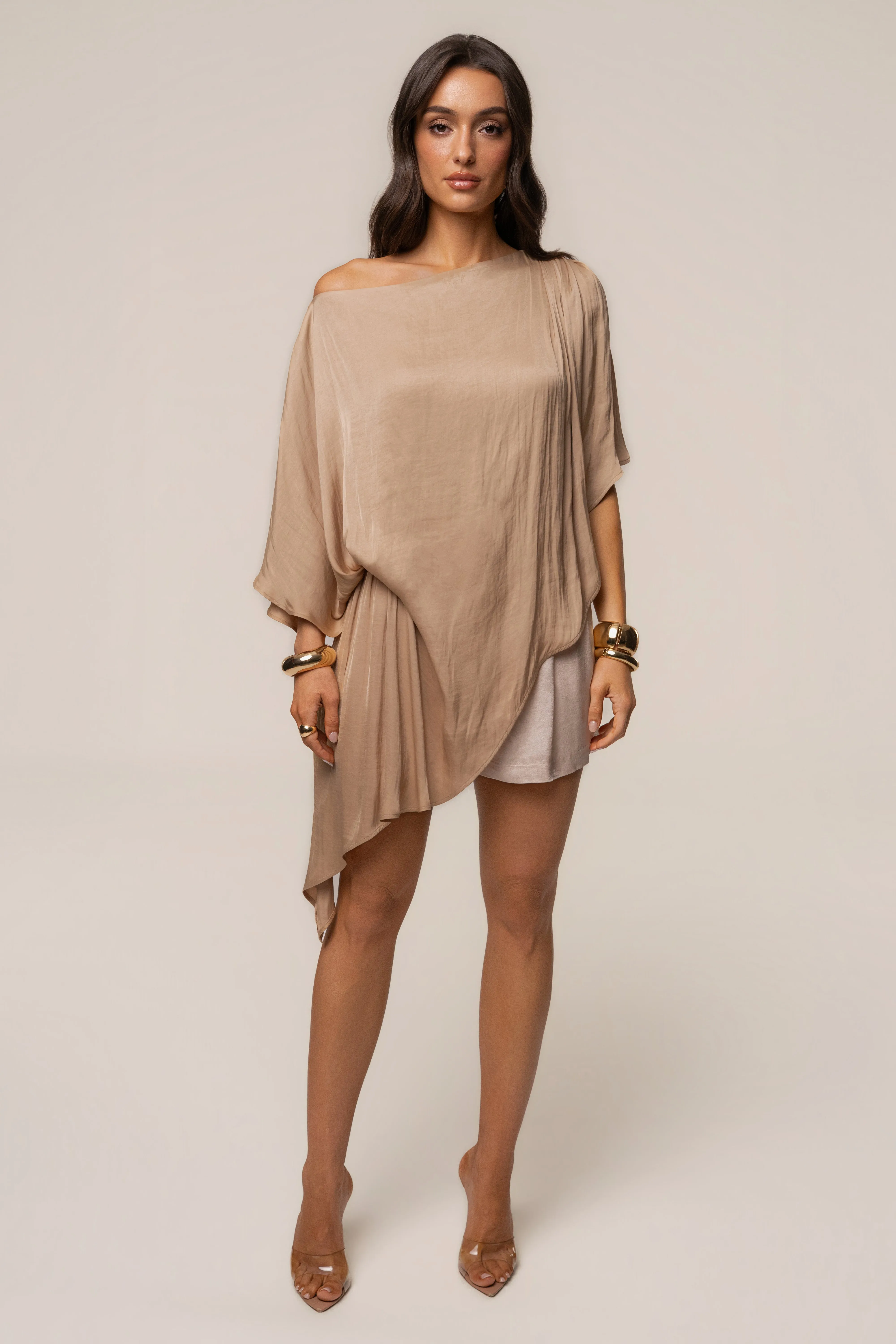Tan Brisa Drape Top sold by JLUXLABEL