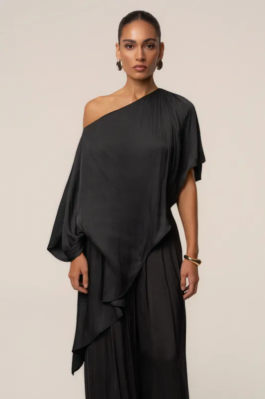 Black Brisa Drape Top made by JLUXLABEL
