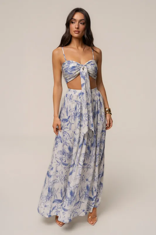 Blue Abstract Blooming Garden Skirt Set made by JLUXLABEL