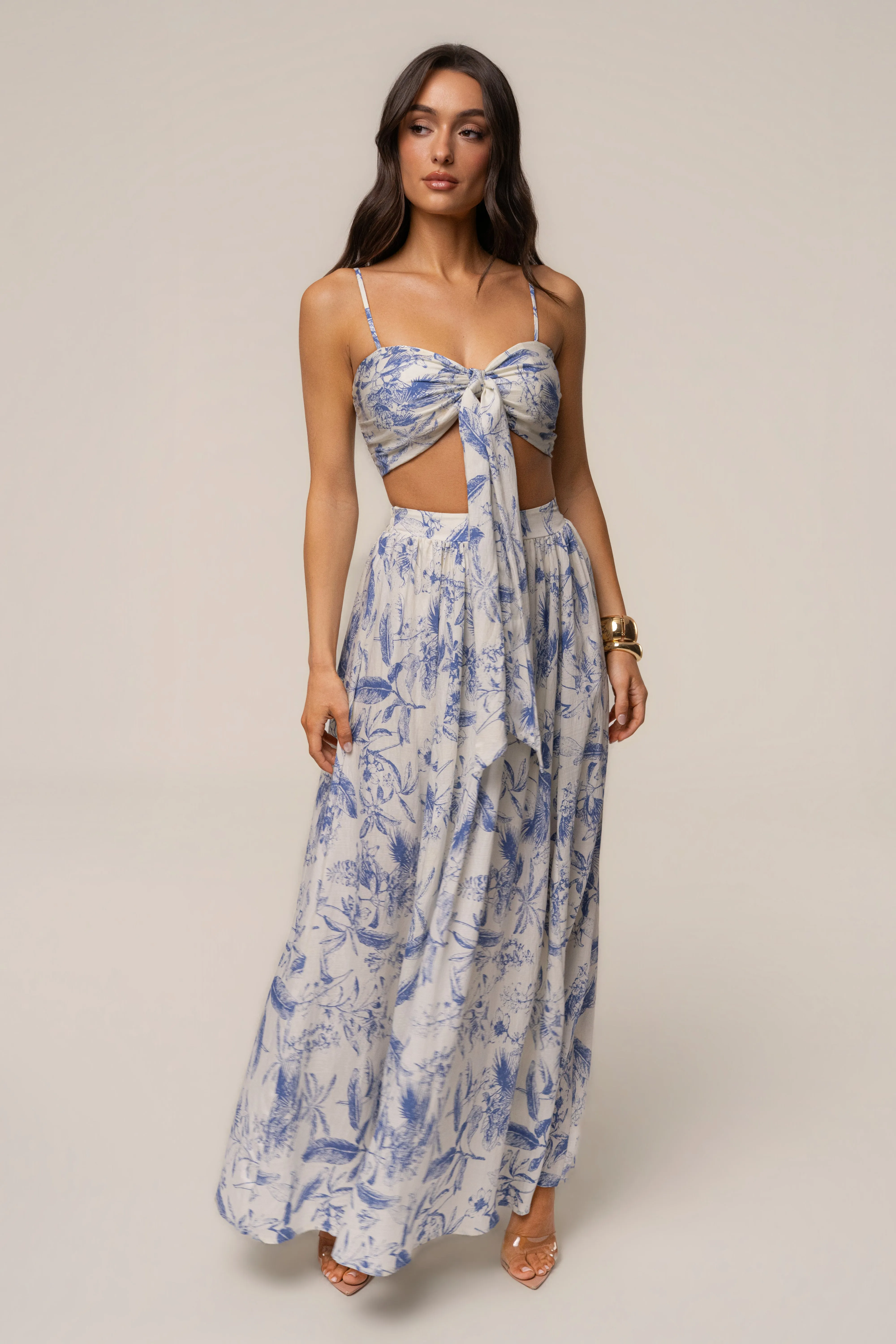 Blue Abstract Blooming Garden Skirt Set sold by JLUXLABEL