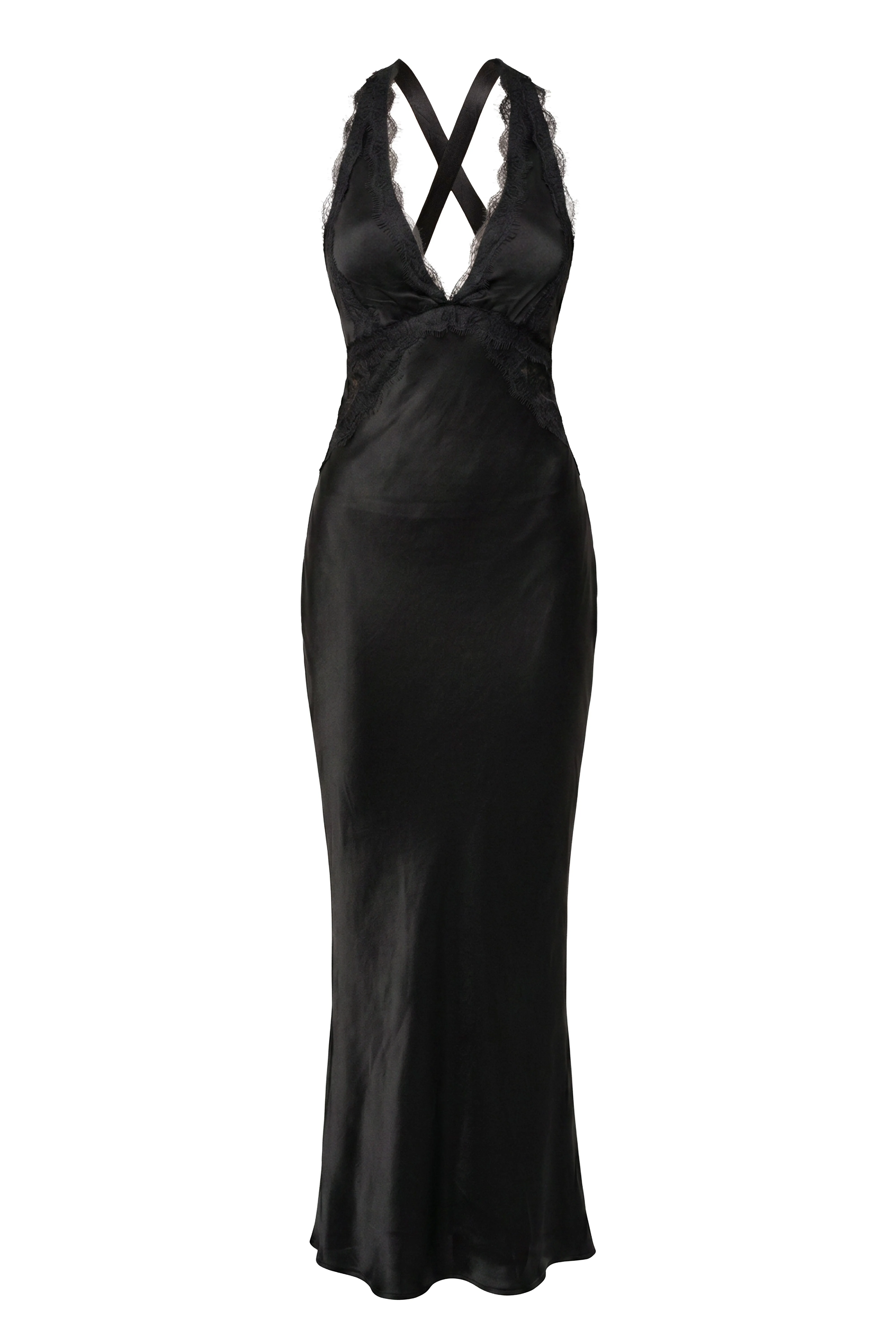 Black Satin Evenings Maxi Dress sold by JLUXLABEL product image thumbnail 3