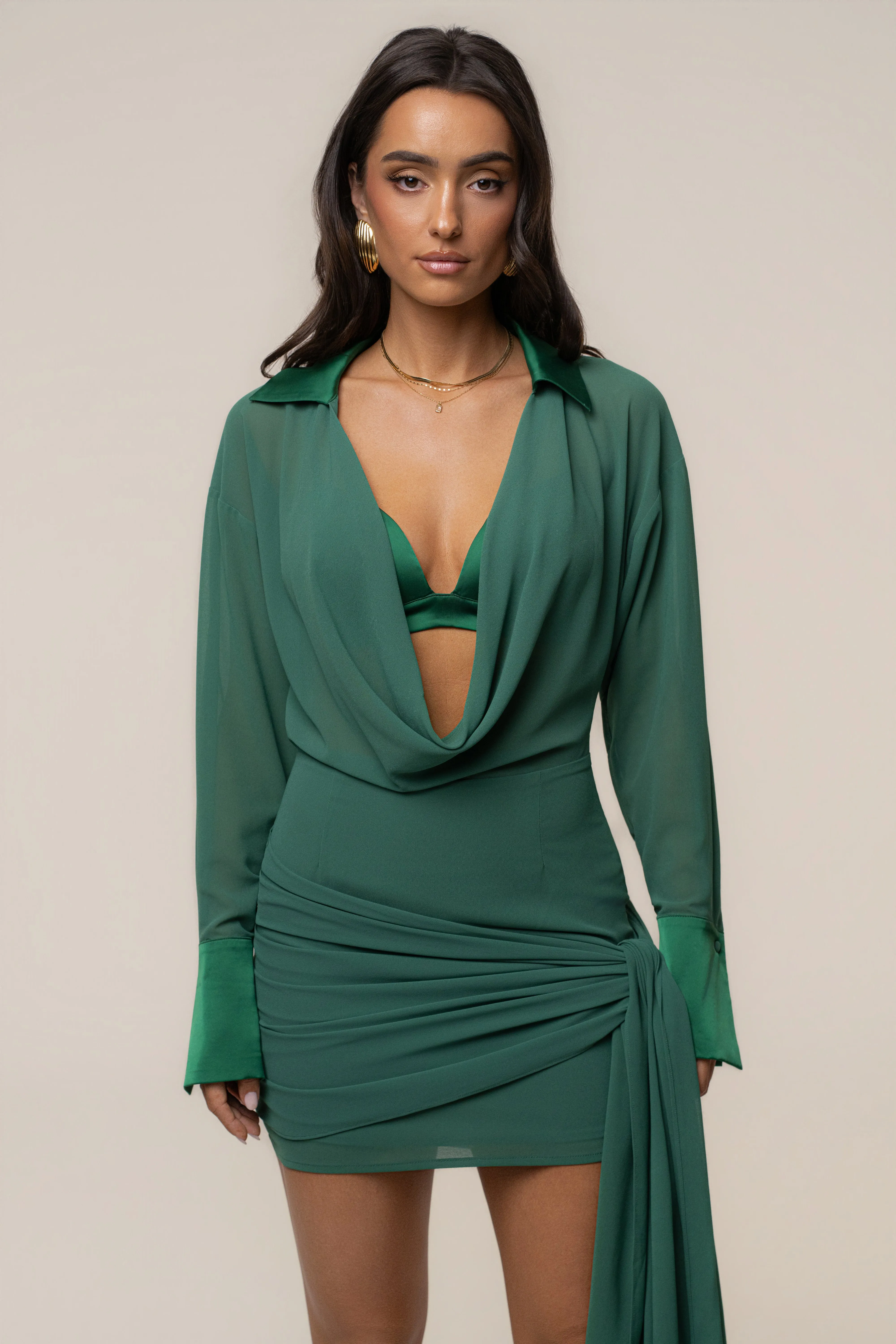Green Midnight Confidence Mini Dress sold by JLUXLABEL product image thumbnail 5