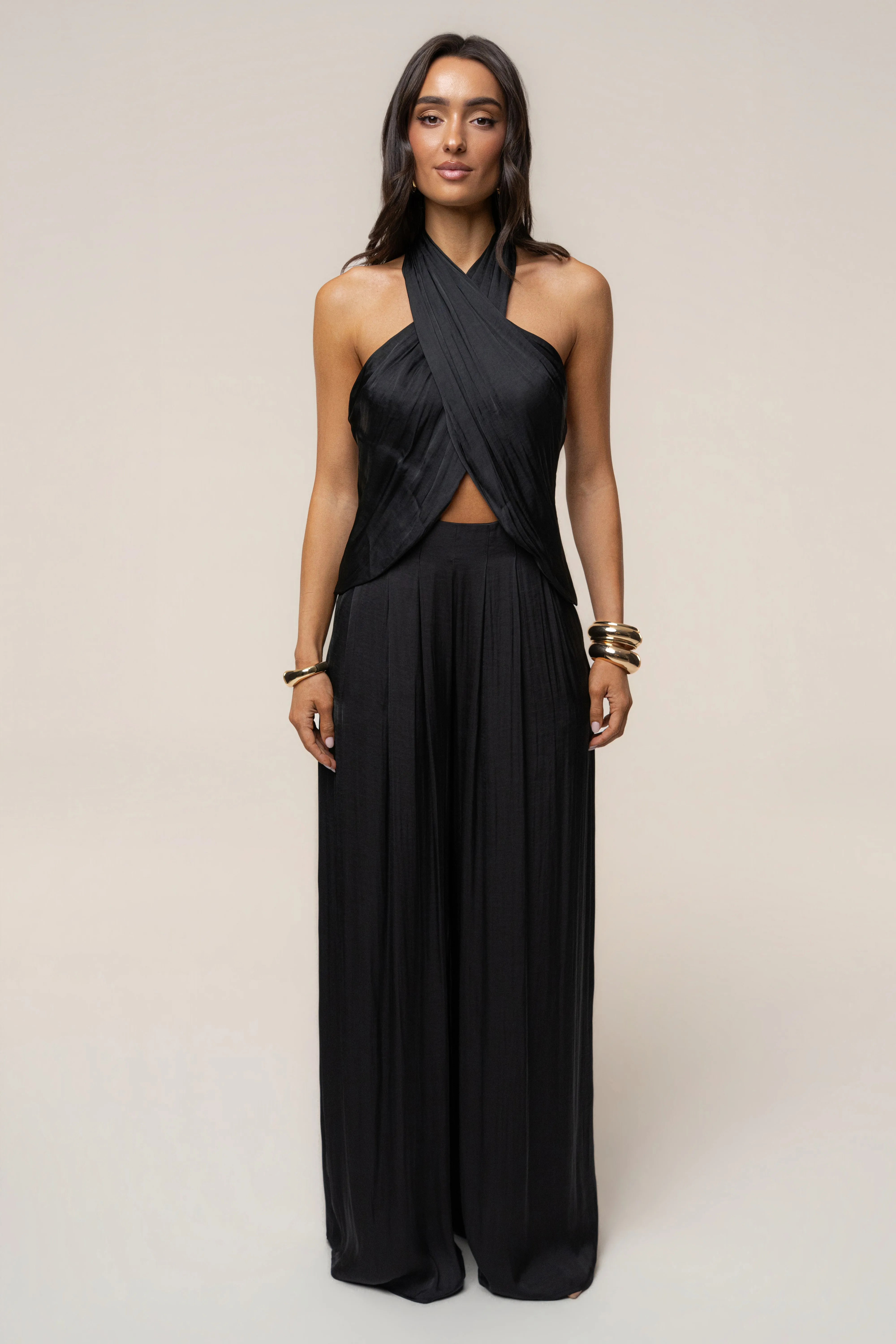 Black Core Form Halter Top sold by JLUXLABEL