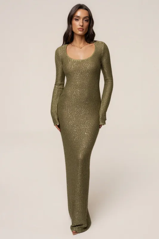 Lime Muse Sequin Maxi Dress made by JLUXLABEL